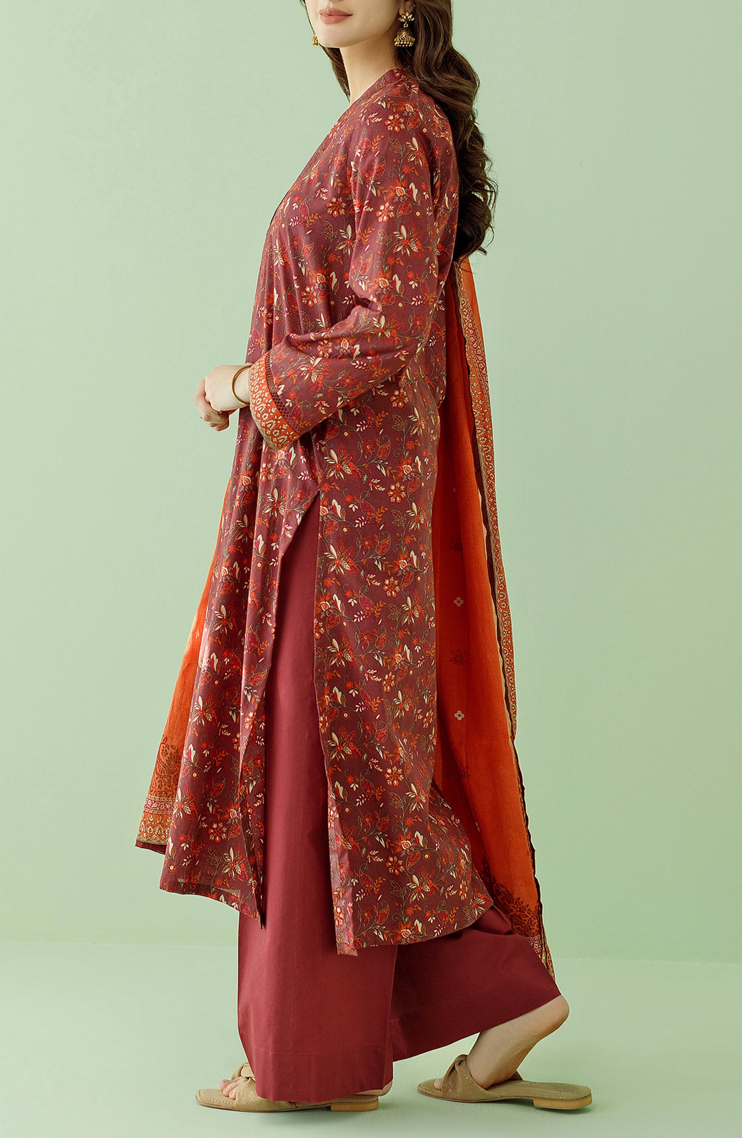 OTL-23-357/U MAROON LAWN Women UNSTITCHED SHIRT DUPATTA PANTS