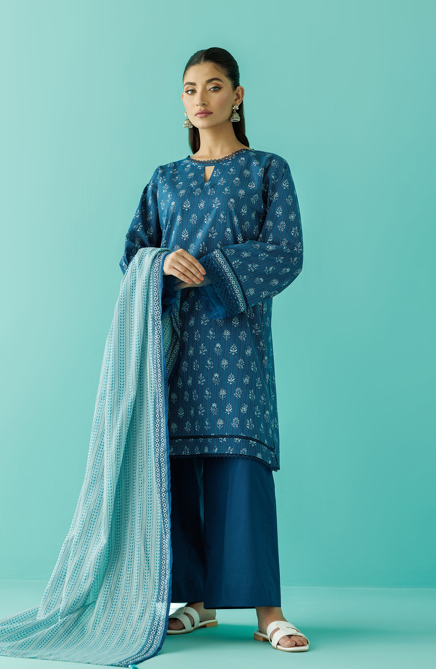 OTL-24-234/S BLUE LAWN Women READY TO WEAR SHIRT DUPATTA PANTS