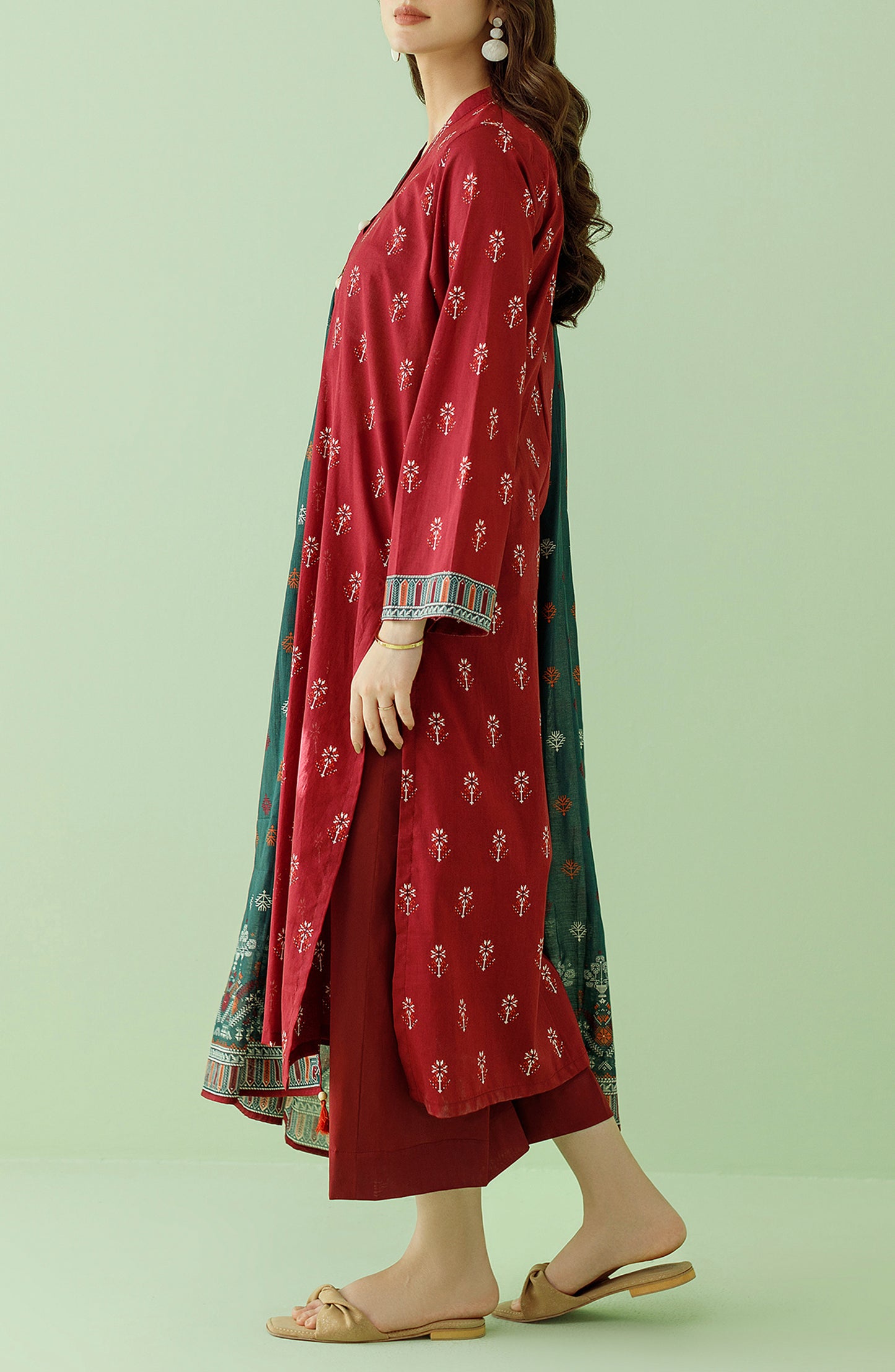 OTL-23-360/U RED LAWN Women UNSTITCHED SHIRT DUPATTA PANTS