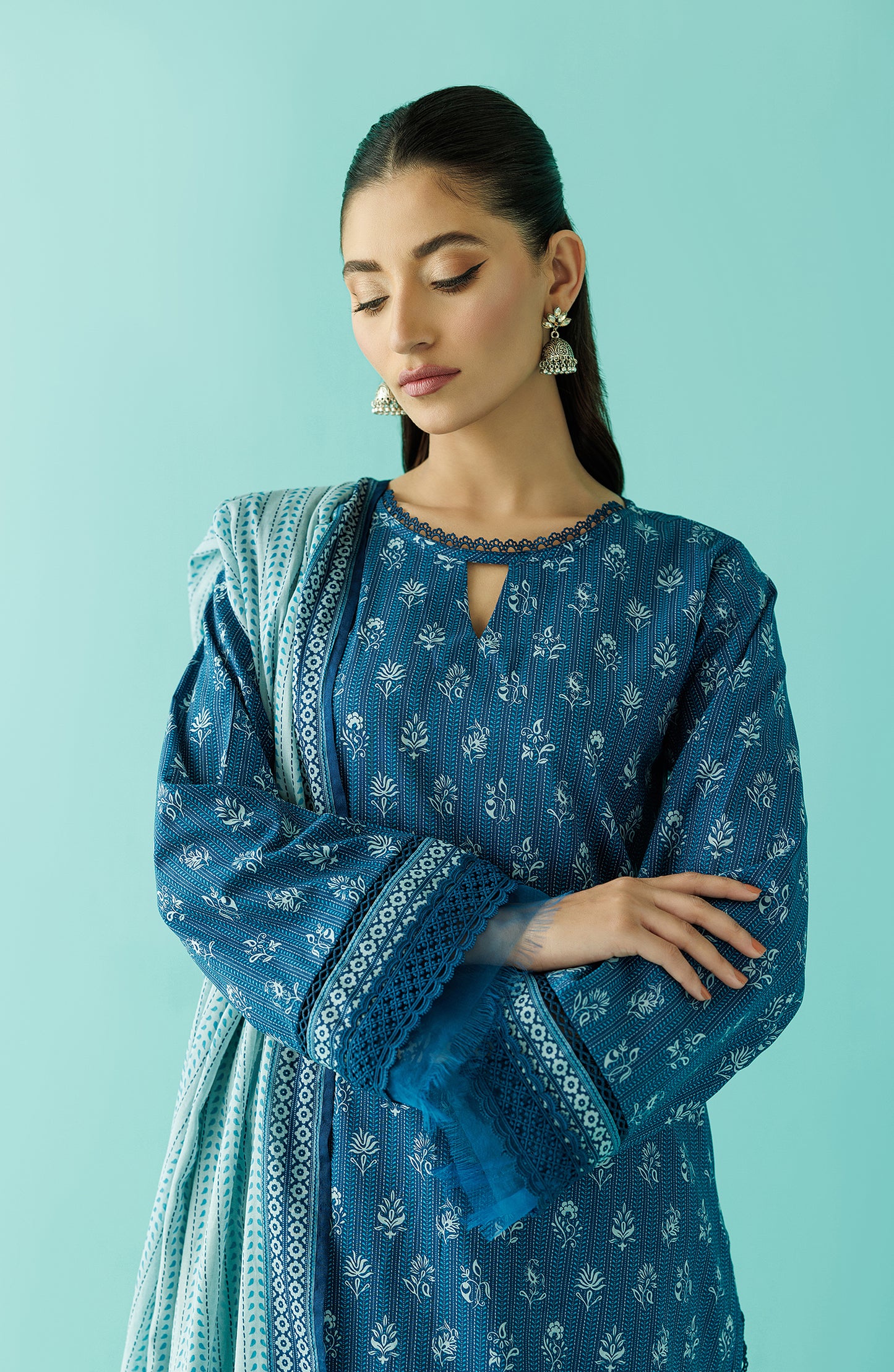 OTL-24-234/S BLUE LAWN Women READY TO WEAR SHIRT DUPATTA PANTS