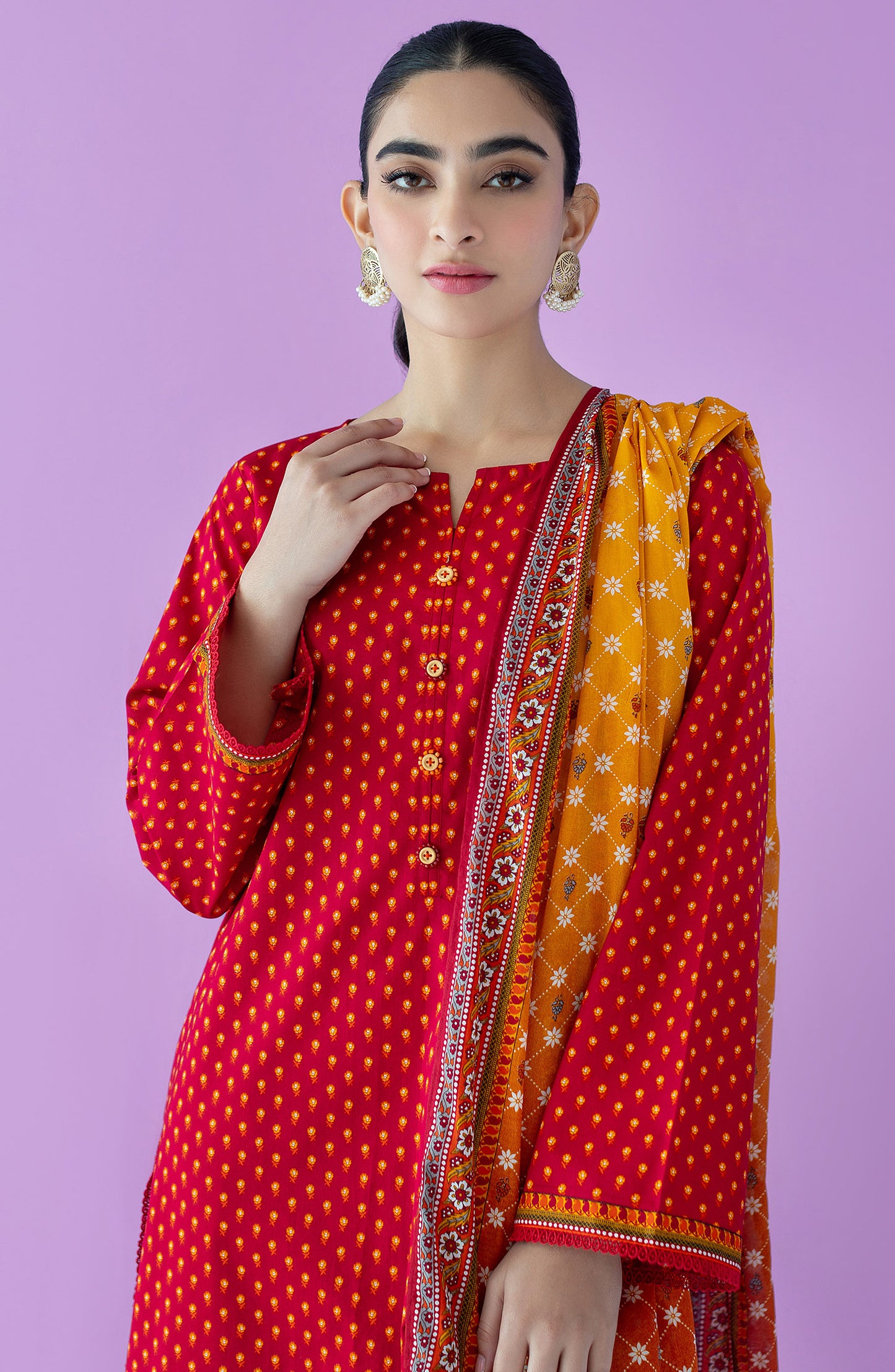 OTL-23-164/S RED LAWN  READY TO WEAR SHIRT DUPATTA PANTS