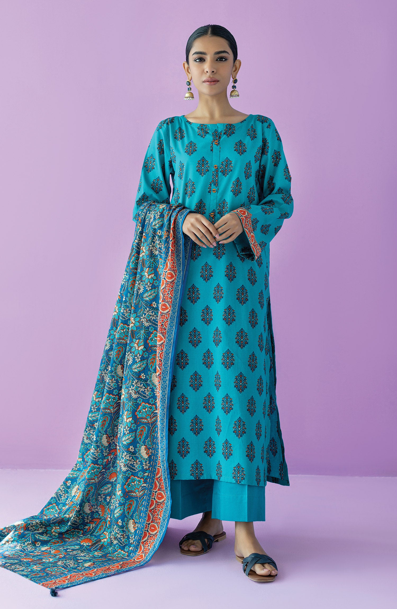 OTL-23-131/S TURQUOISE LAWN  READY TO WEAR SHIRT DUPATTA PANTS