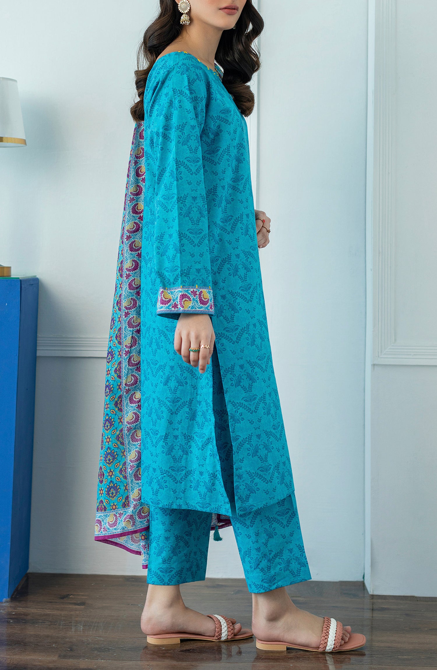 OTL-23-087/U TURQUOISE LAWN  UNSTITCHED SHIRT DUPATTA PANTS