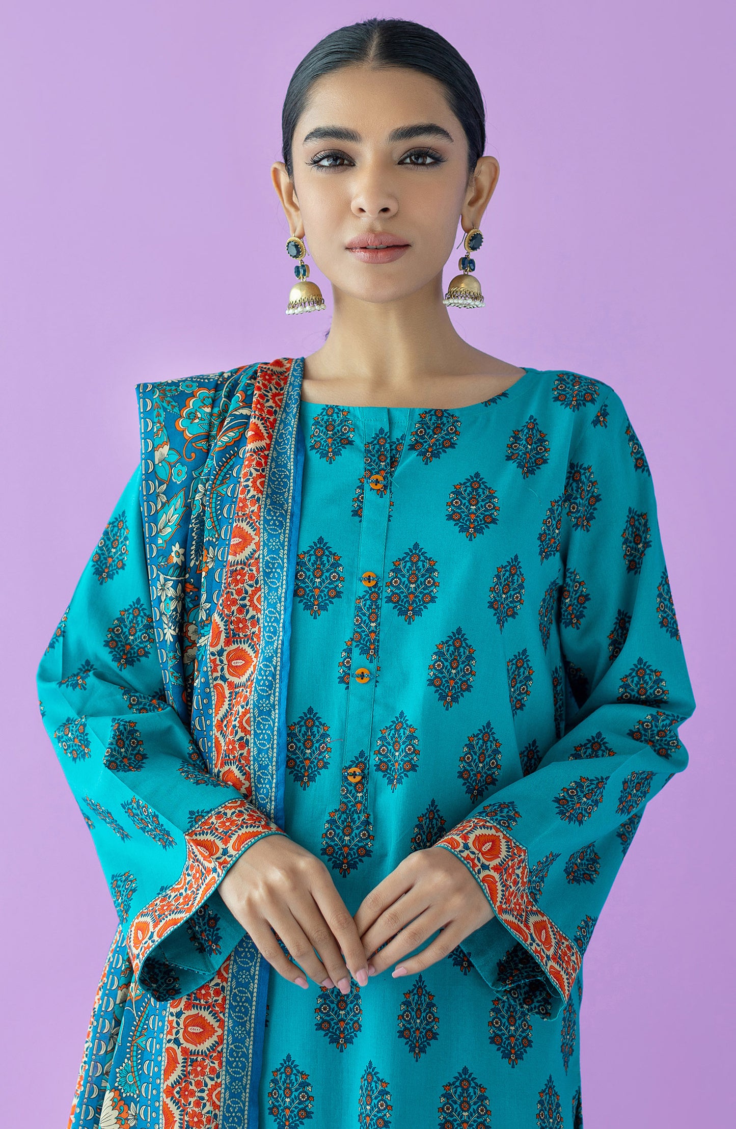 OTL-23-131/S TURQUOISE LAWN  READY TO WEAR SHIRT DUPATTA PANTS