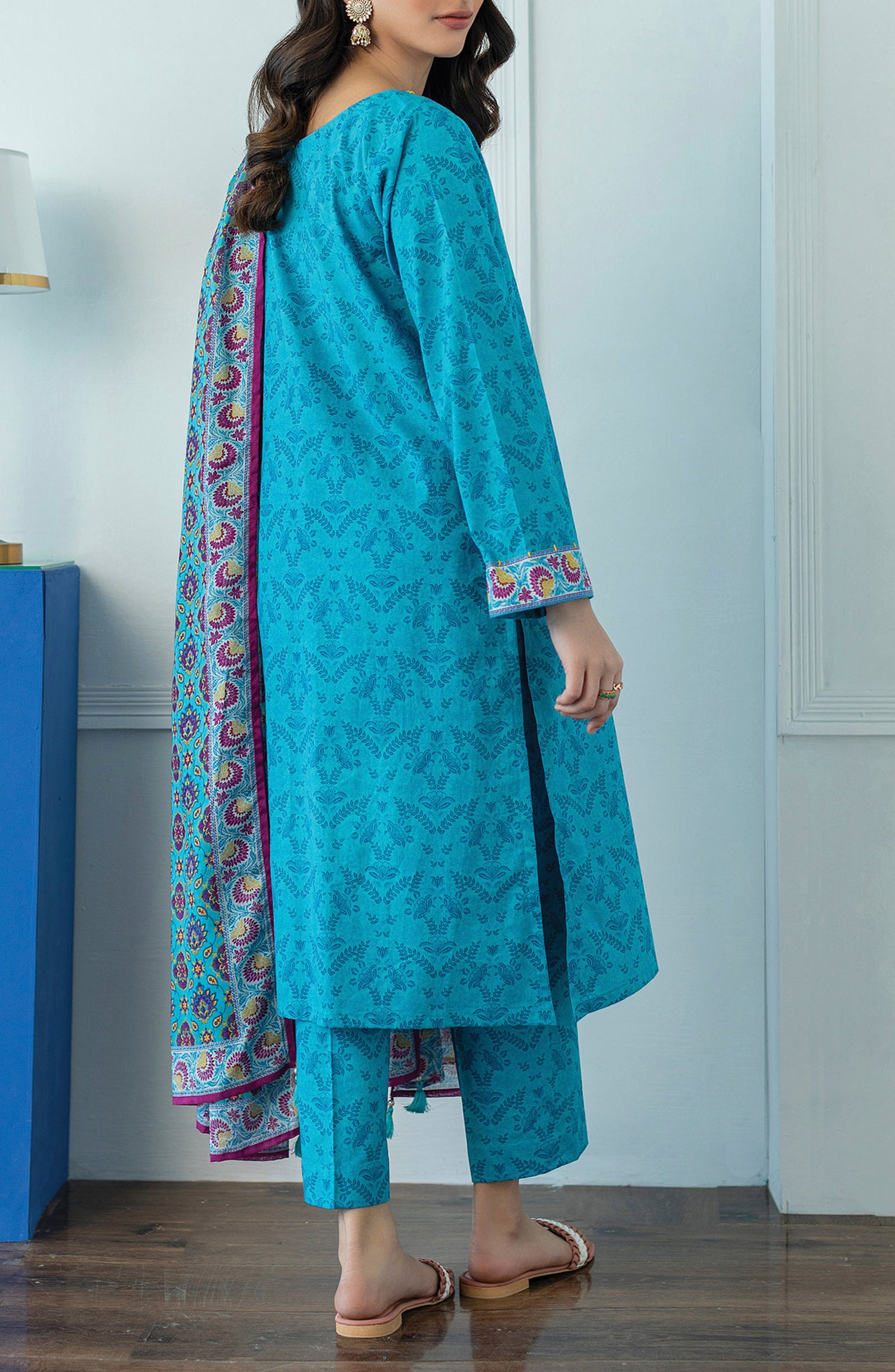 OTL-23-087/U TURQUOISE LAWN  UNSTITCHED SHIRT DUPATTA PANTS