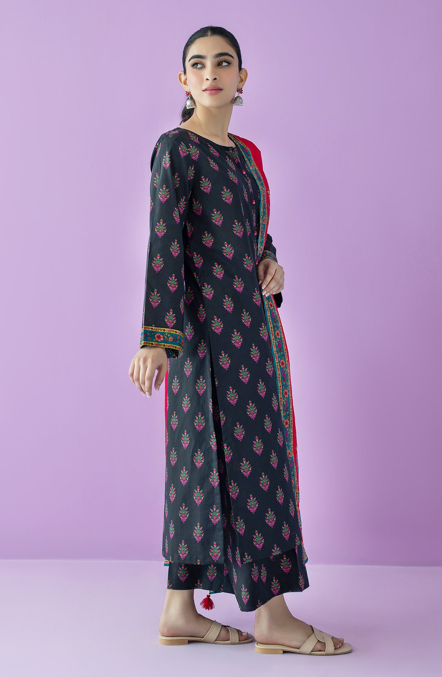 OTL-23-161/U BLACK LAWN  UNSTITCHED SHIRT DUPATTA PANTS