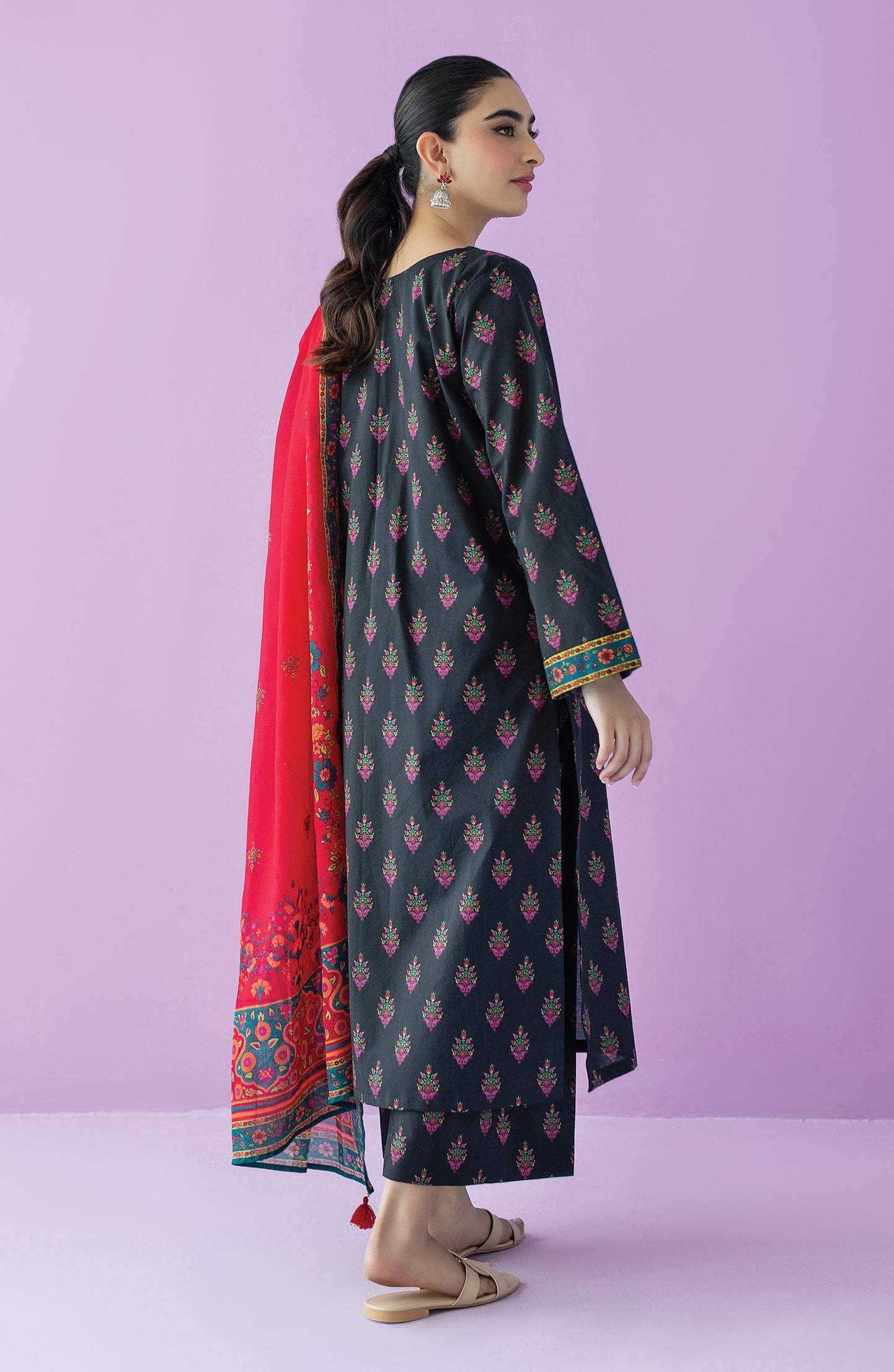 OTL-23-161/U BLACK LAWN  UNSTITCHED SHIRT DUPATTA PANTS