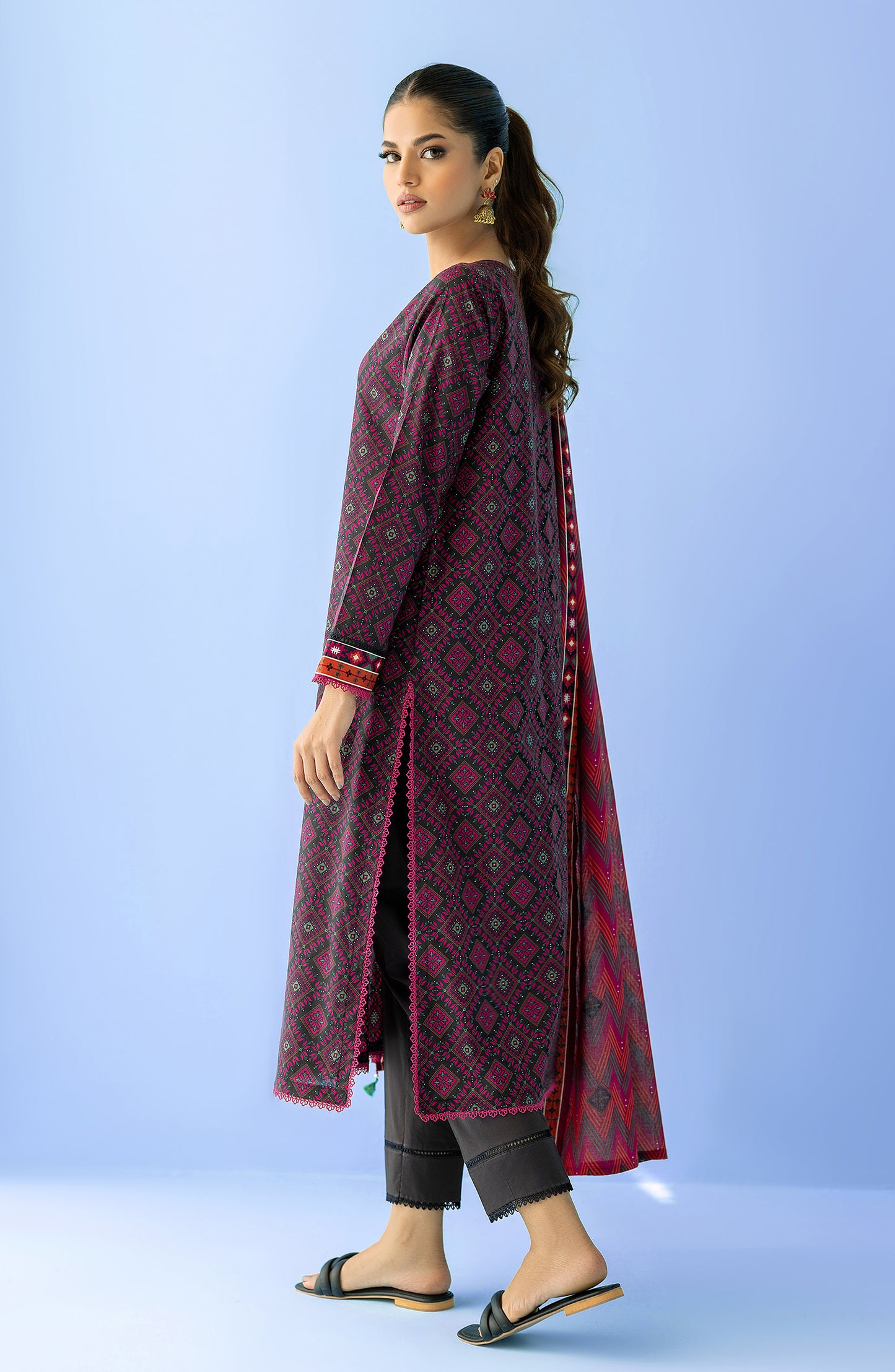 NRDS-24-002/S BLACK LAWN  READY TO WEAR SHIRT DUPATTA