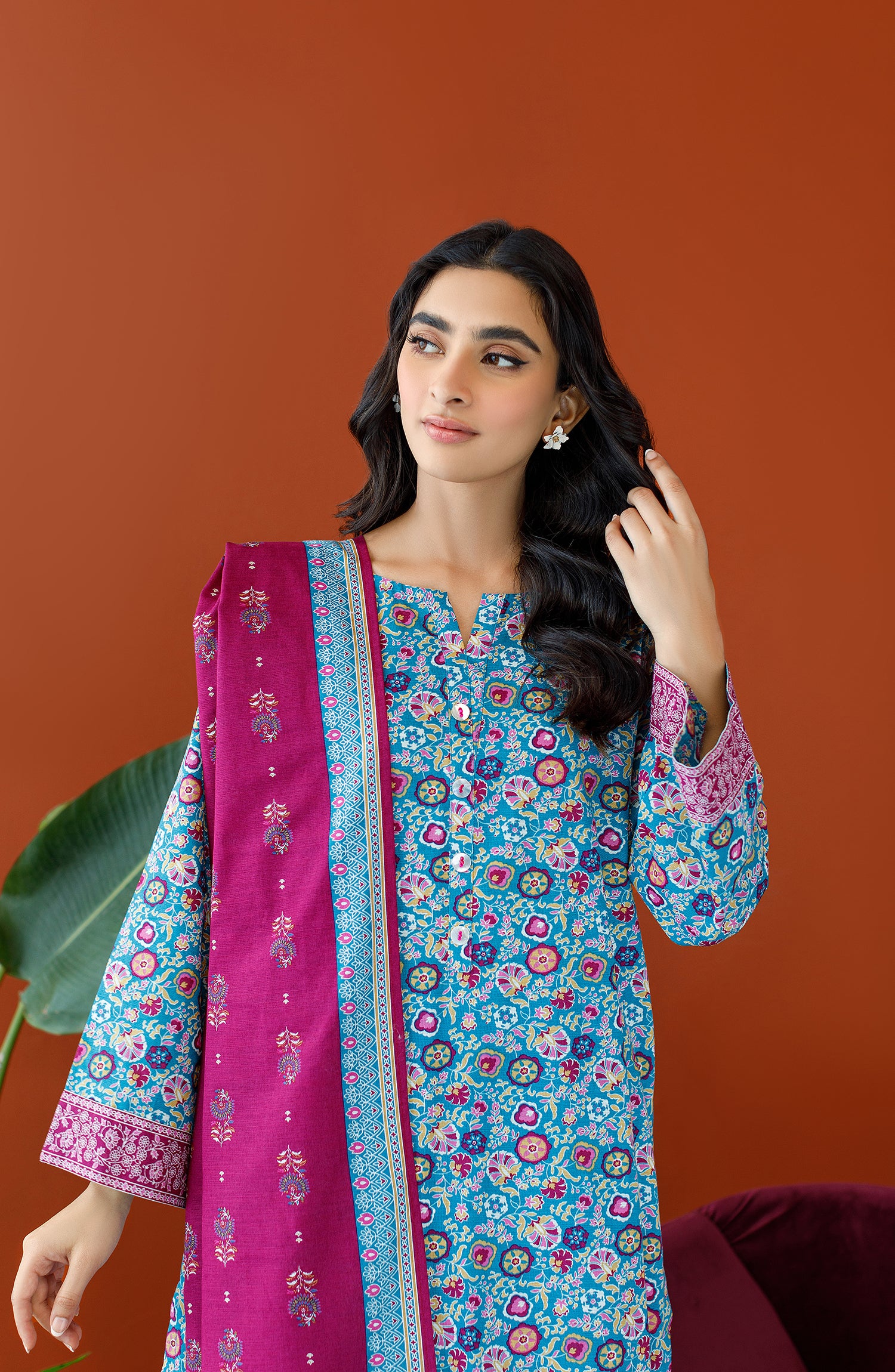 OTL-23-328/U TEAL KHADDAR Women UNSTITCHED SHIRT DUPATTA PANTS