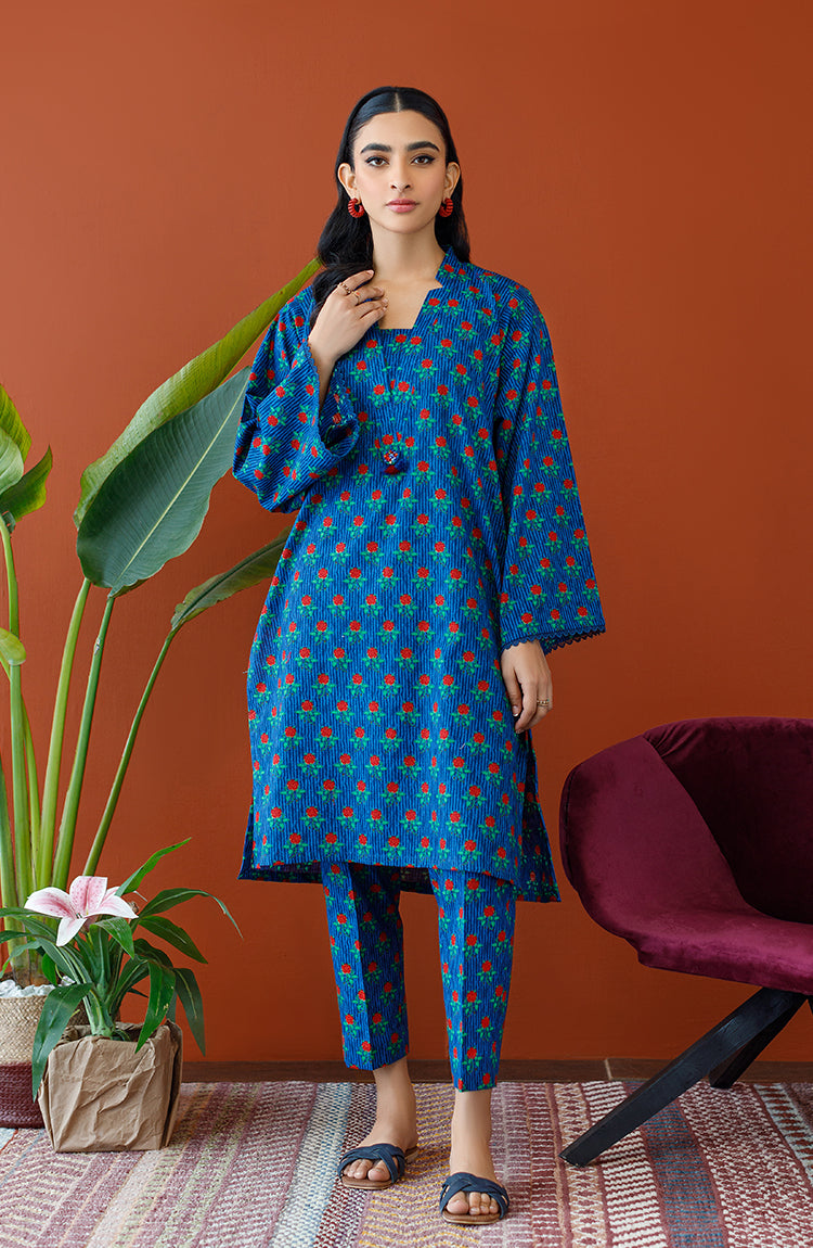 NRDS-23-158/U BLUE KHADDAR Women UNSTITCHED SHIRT PANTS