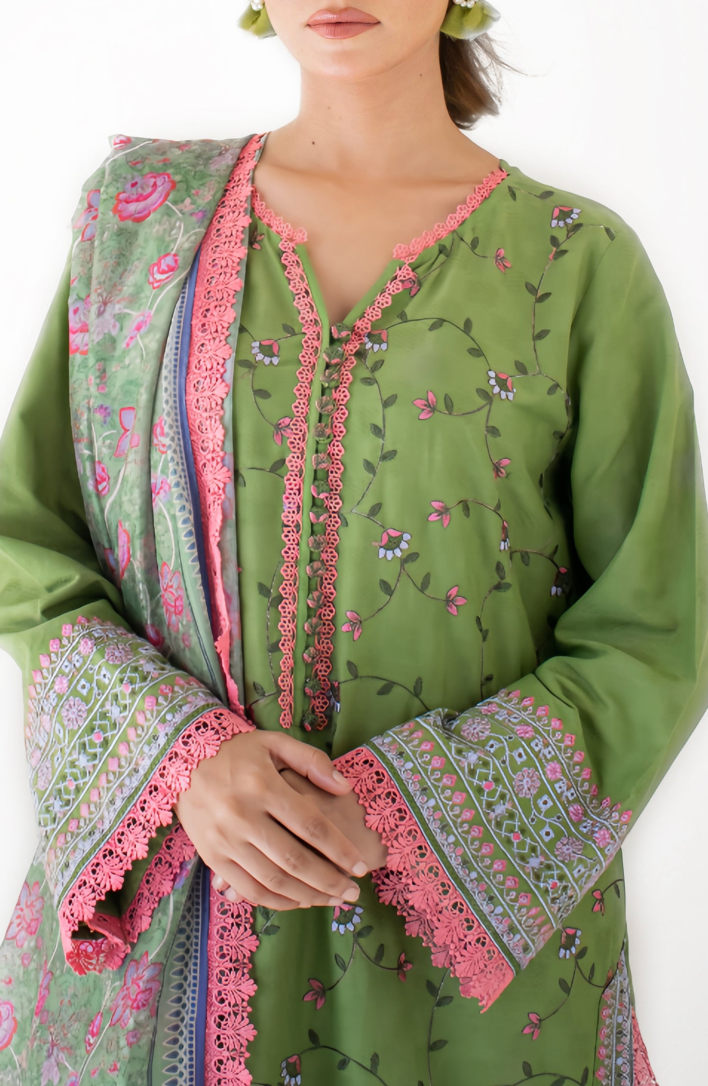 Stitched Premium Embroidered Shirt Dupatta & Pant - 3 Piece - OTL-24-255