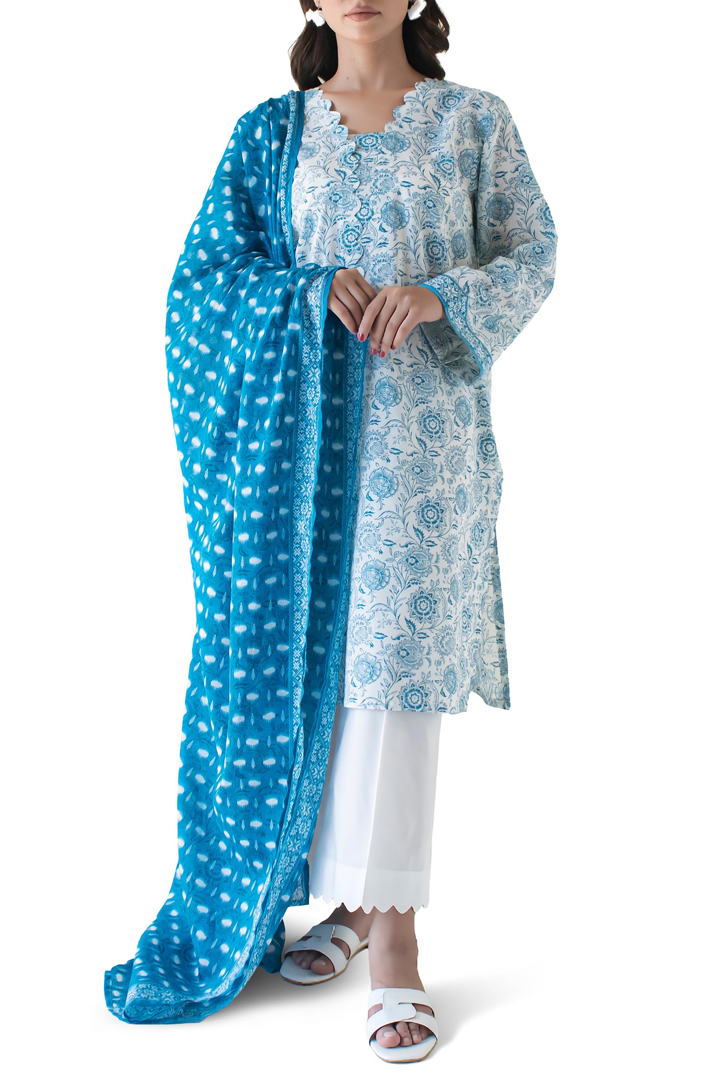 READY TO WEAR Printed Shirt Dupatta & Pant - 3 Piece - OTL-24-333