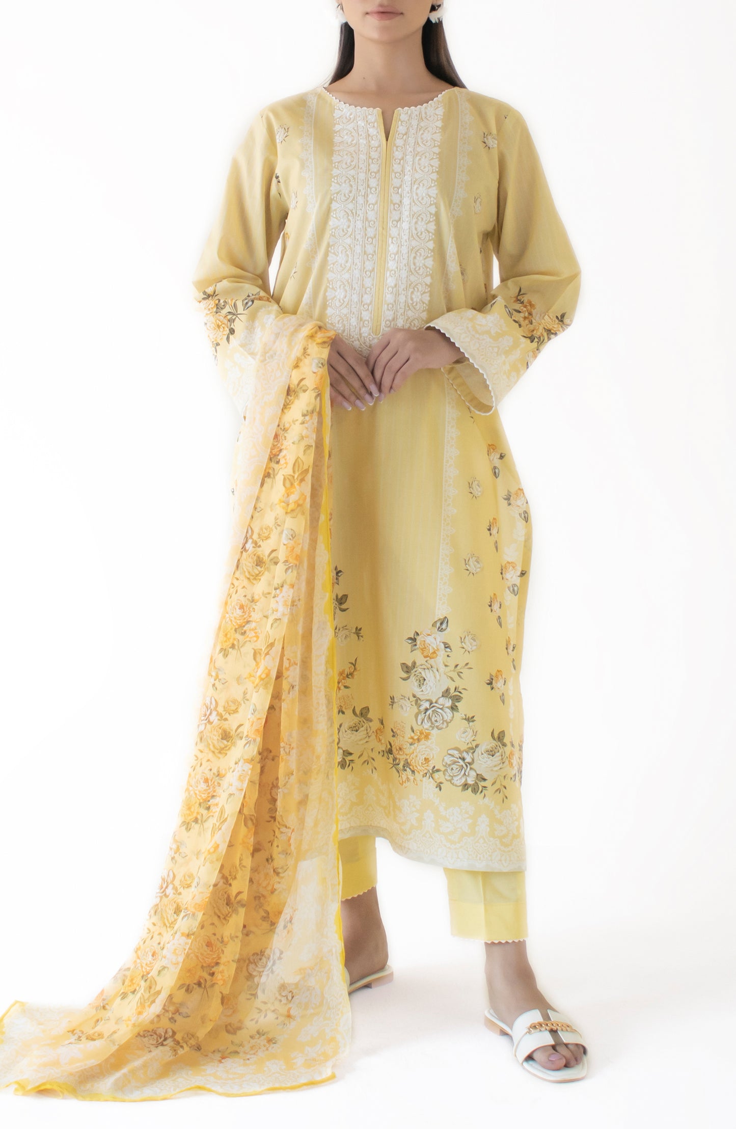 Unstitched Luxury Premium Embroidered Shirt Dupatta & Pant - 3 Piece - OTL-24-411