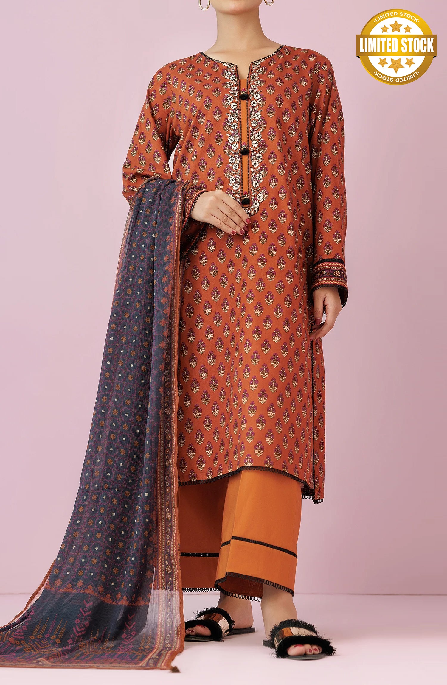 Stitched | 3 Piece | Embroidered Lawn | OTL-24-460