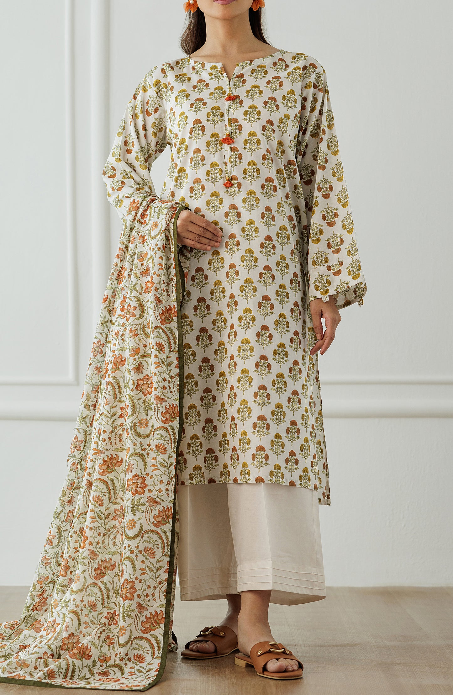 Unstitched Printed Shirt Dupatta & Pant - 3 Piece - OTL-25-405