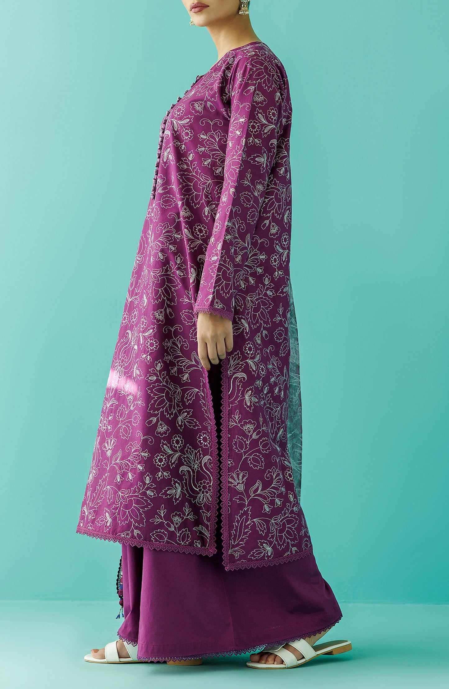 OTL-24-032/U DARK PURPLE LAWN Women UNSTITCHED SHIRT DUPATTA PANTS