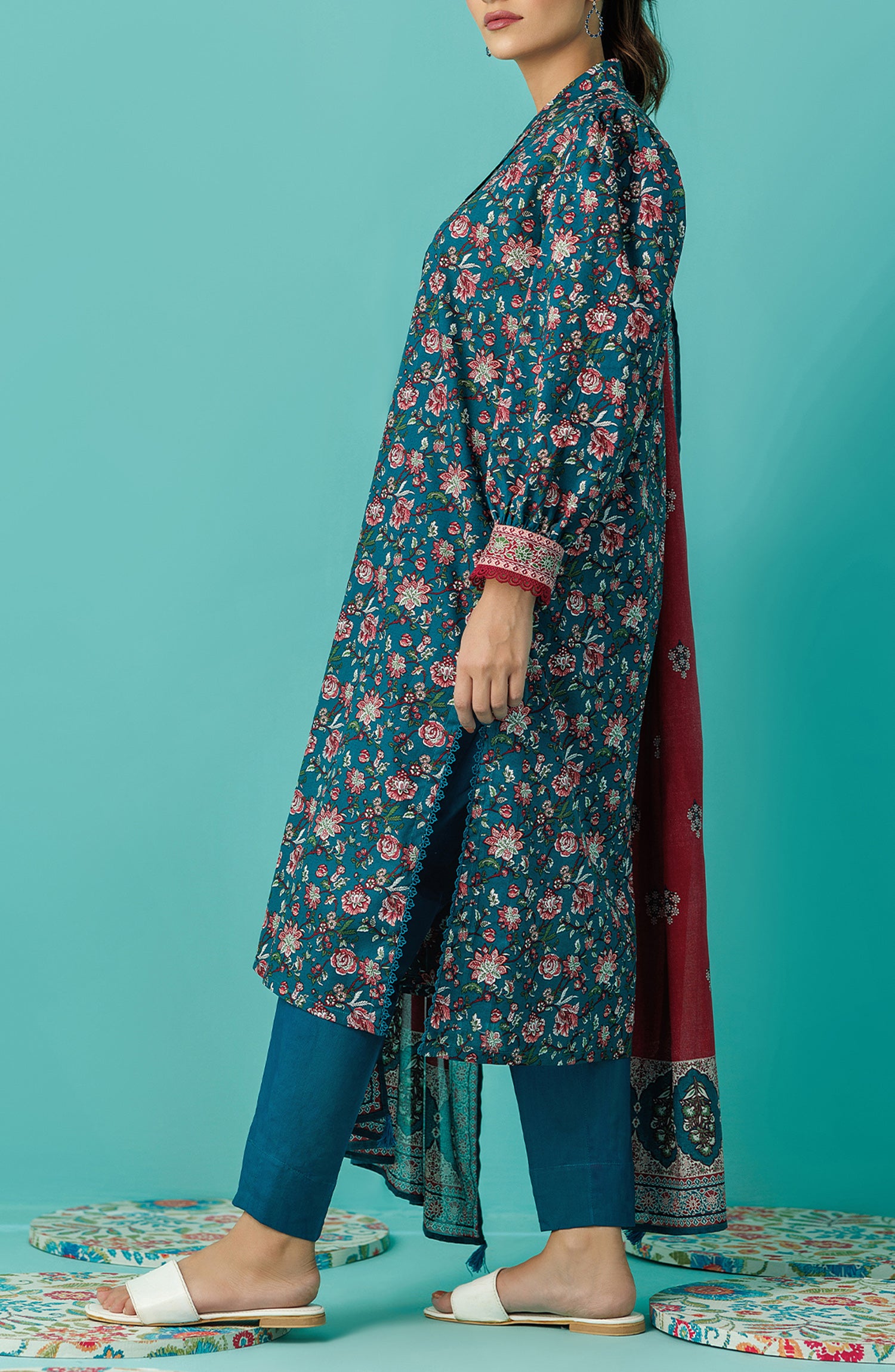 OTL-24-079/U TEAL LAWN Women UNSTITCHED SHIRT DUPATTA PANTS