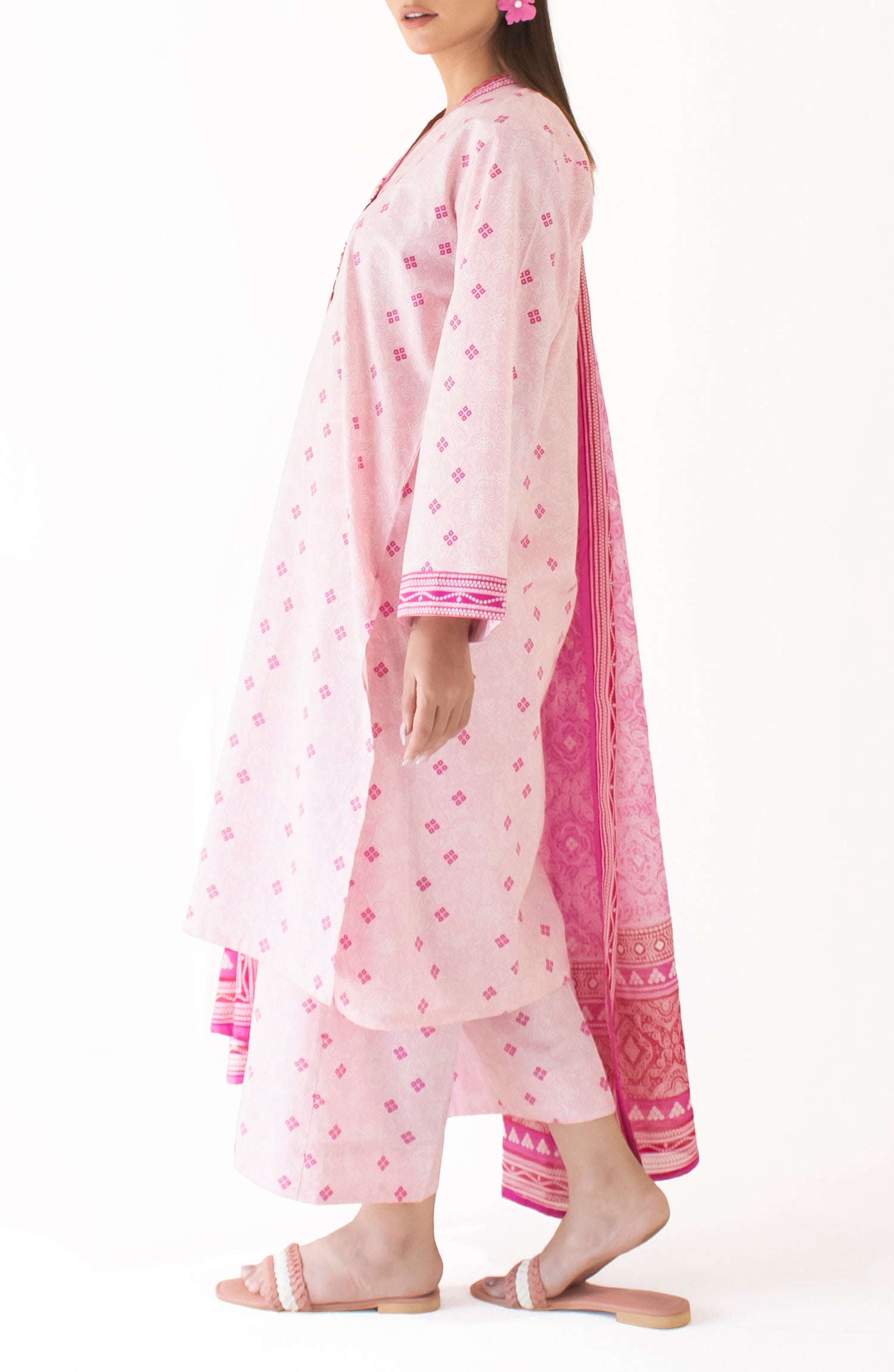 Unstitched Shirt & Dupatta with Printed Trouser - OTL-24-333