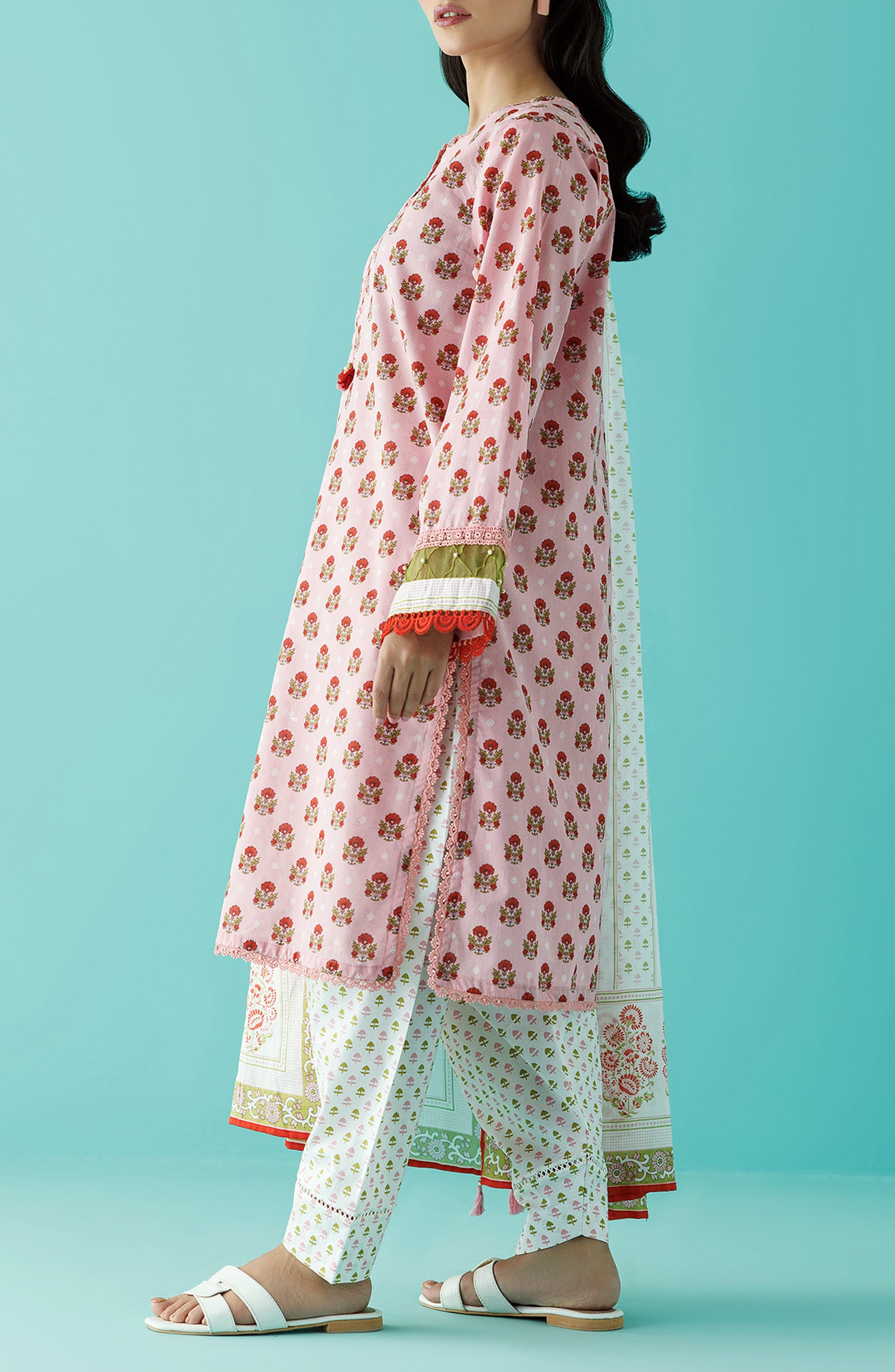 OTL-24-197/U PINK LAWN Women UNSTITCHED SHIRT DUPATTA PANTS