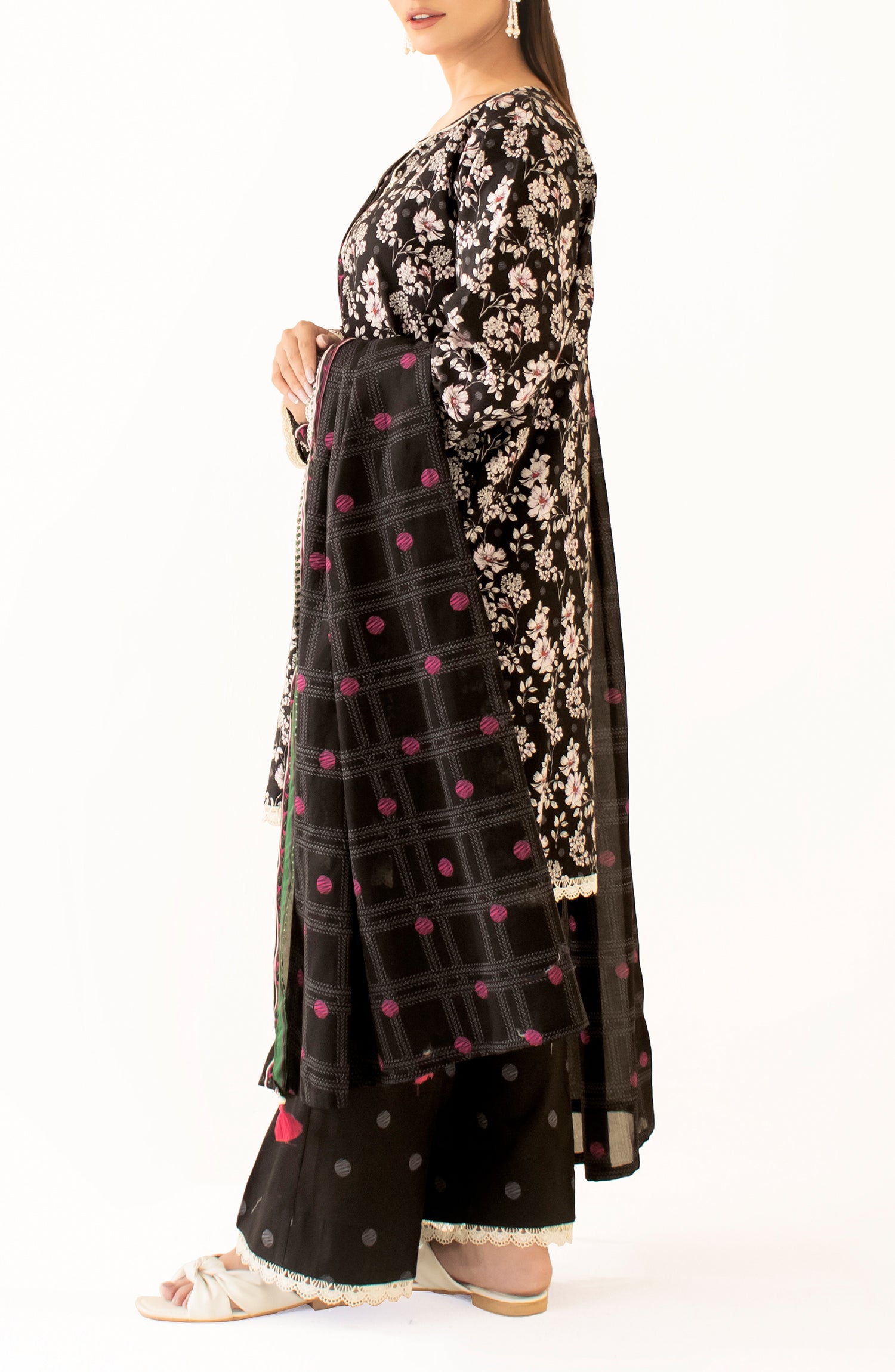 Unstitched Shirt & Dupatta with Plain Trouser - OTL-24-391