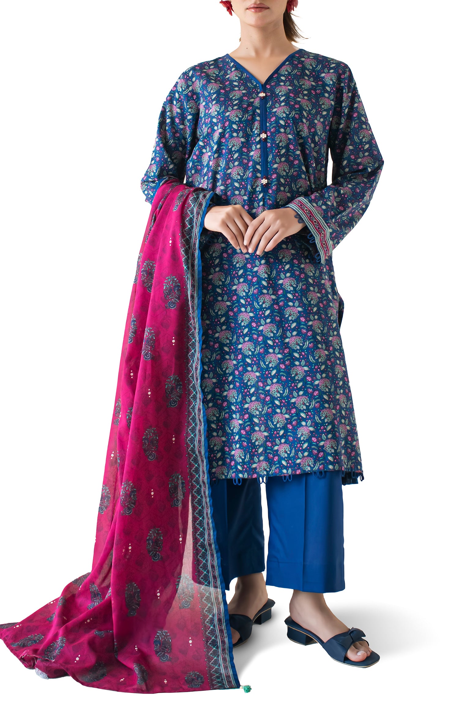 OTL-24-403/U BLUE LAWN Women UNSTITCHED SHIRT DUPATTA PANTS