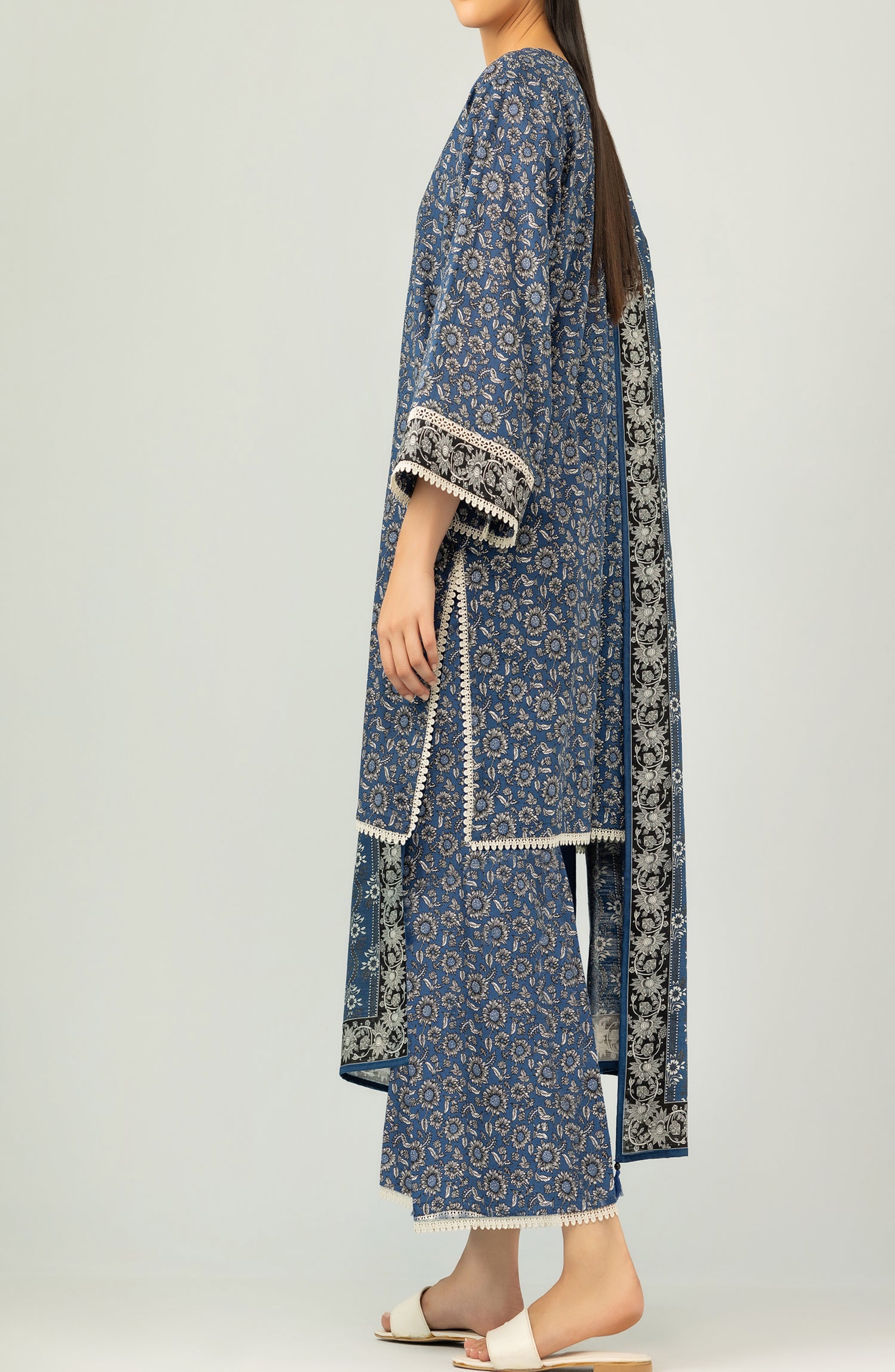 OTL-24-315/U DARK BLUE KHADDAR Women UNSTITCHED SHIRT DUPATTA PANTS