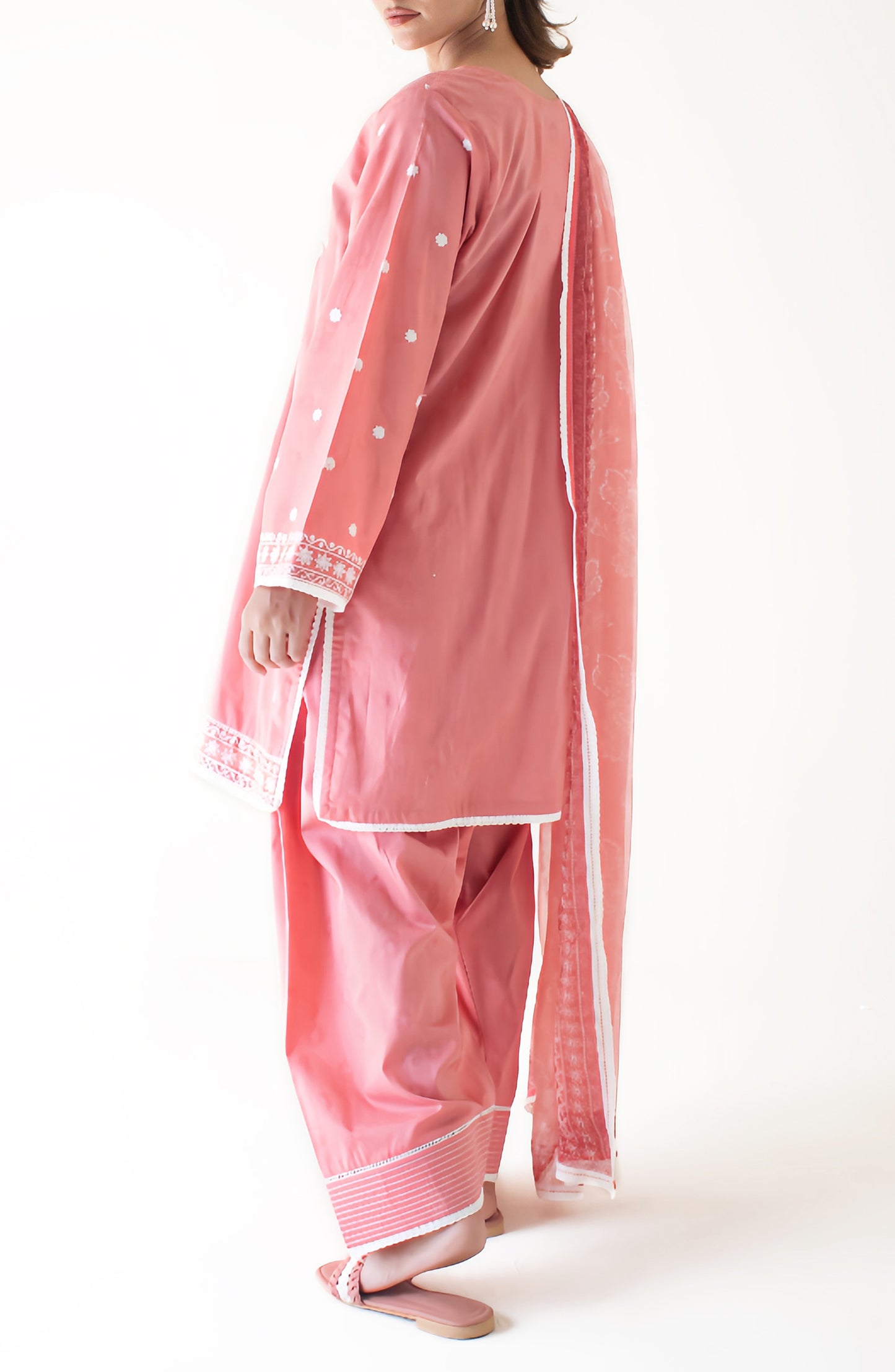 OTL-24-252/U PEACH JACQUARD Women UNSTITCHED SHIRT DUPATTA PANTS