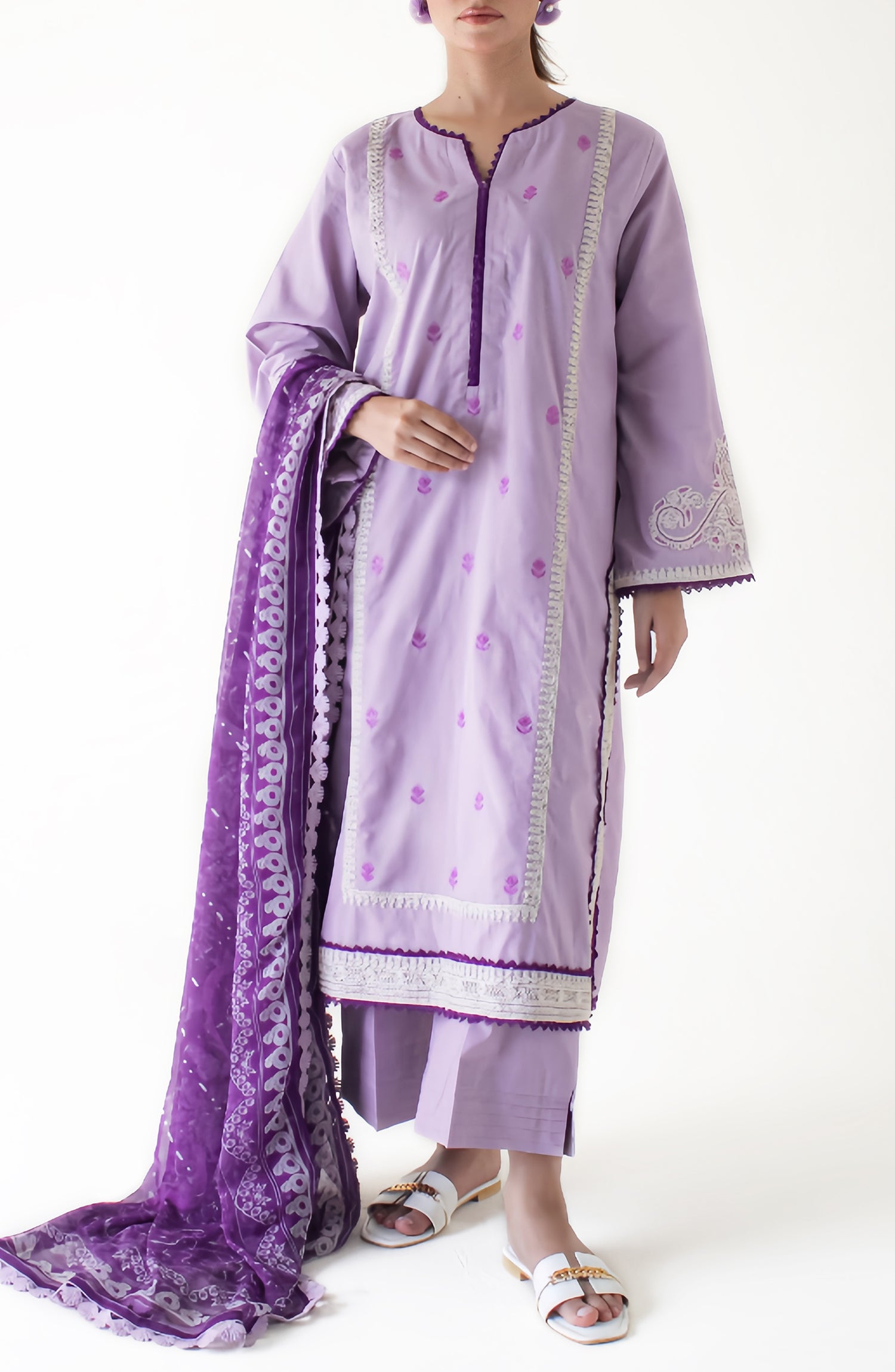 OTL-24-289/U LIGHT PURPLE LAWN Women UNSTITCHED SHIRT DUPATTA PANTS