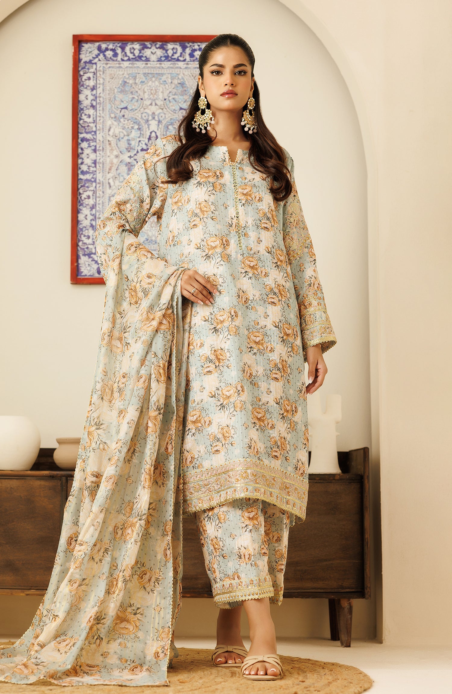 Unstitched Luxury Festive Formal Shirt Dupatta & Pant - 3 Piece - WRFZ24S-3004