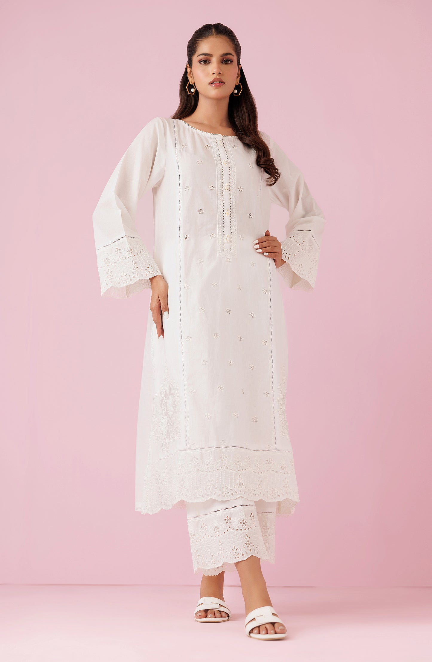 Stitched 2 Piece Embroidered Lawn Shirt and Cambric Pant  (WRHC24S-2018)