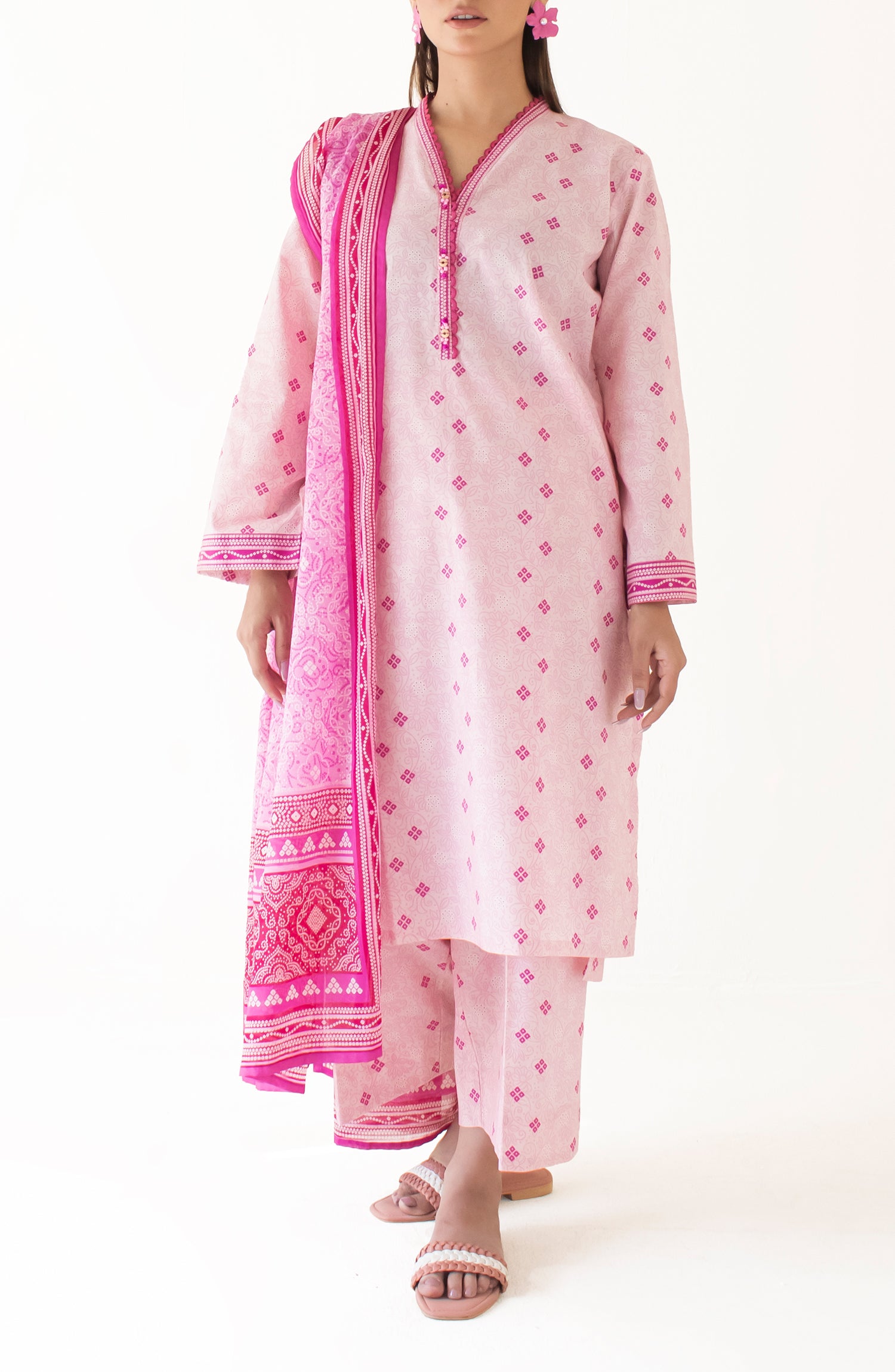 Unstitched Shirt & Dupatta with Printed Trouser - OTL-24-333