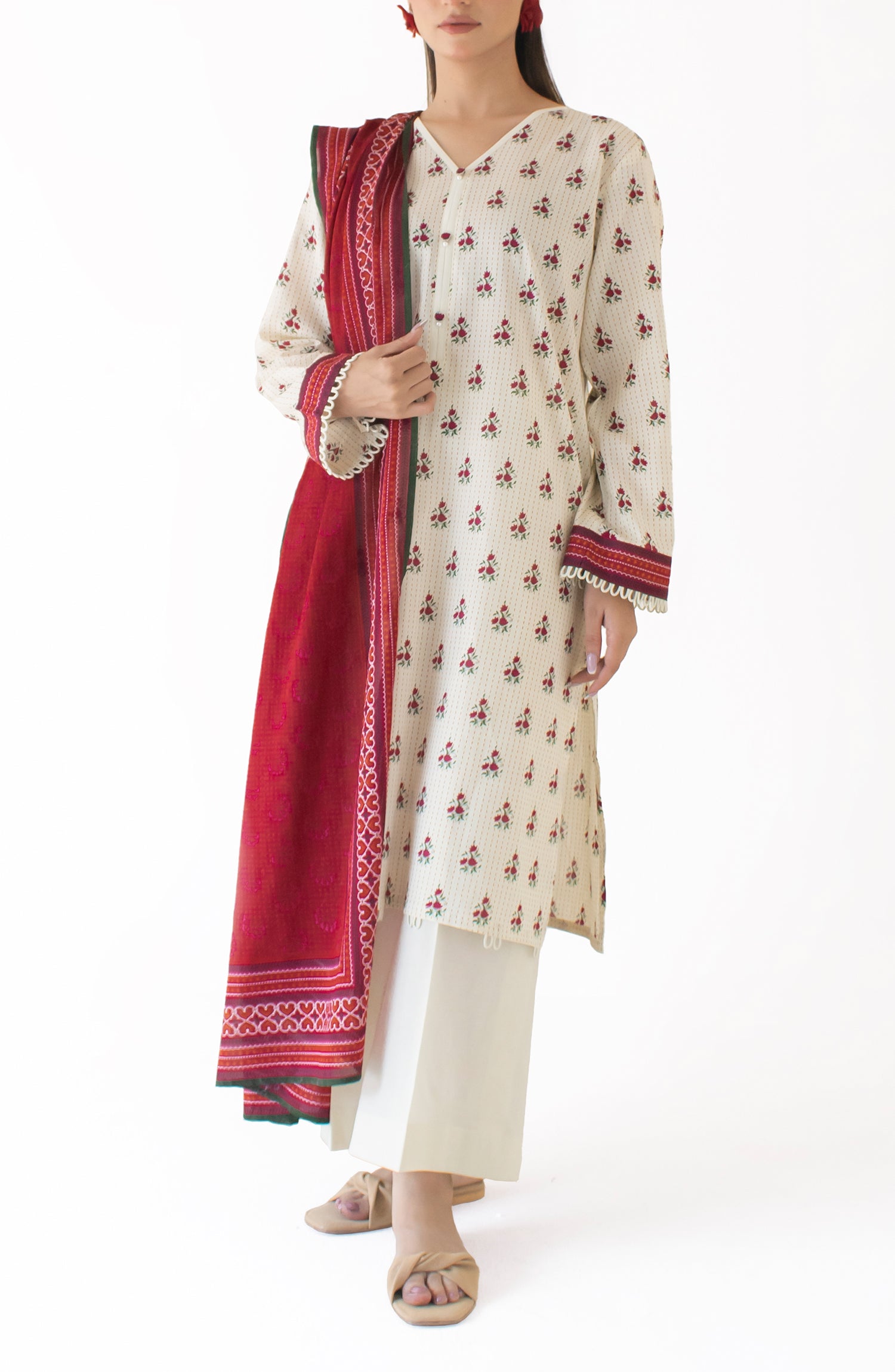 Unstitched Shirt & Dupatta with Plain Trouser - OTL-24-402