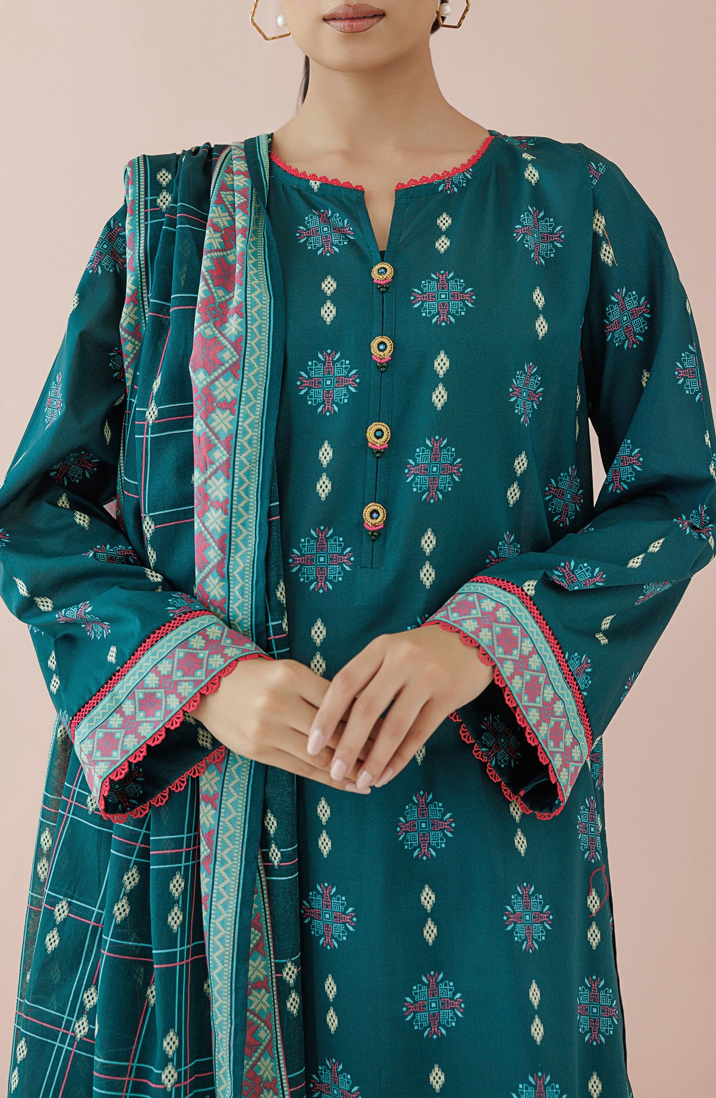 OTL-24-064/U TEAL LAWN Women UNSTITCHED SHIRT DUPATTA PANTS