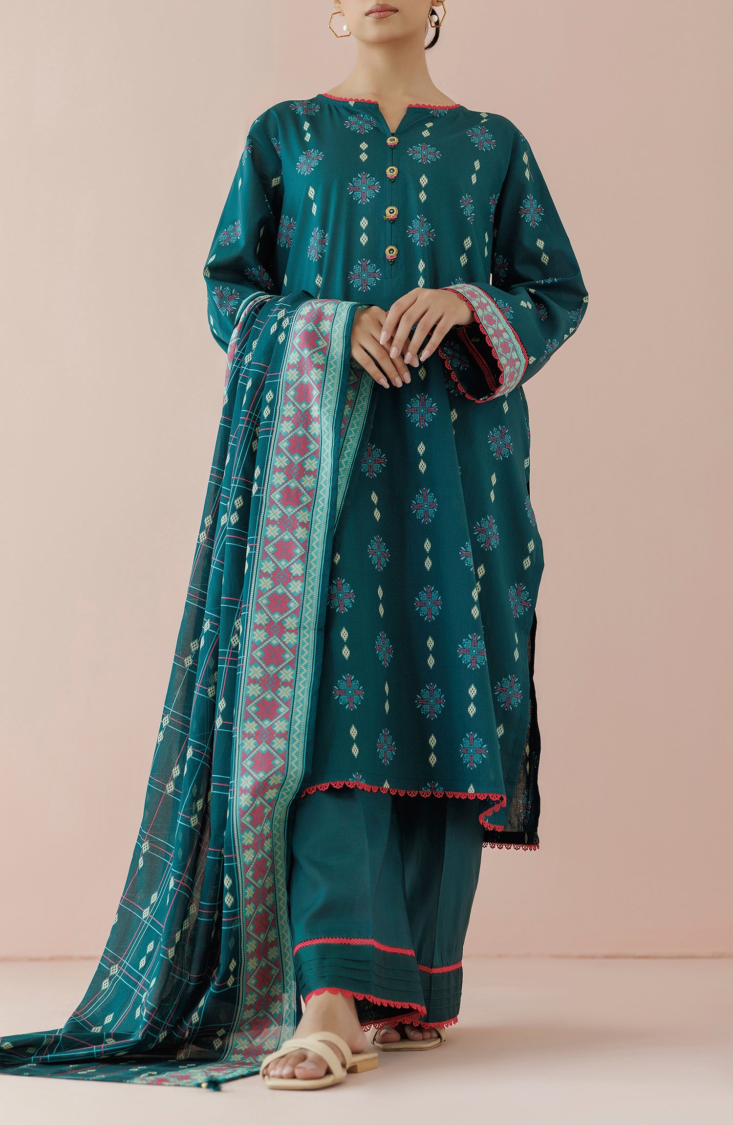 OTL-24-064/U TEAL LAWN Women UNSTITCHED SHIRT DUPATTA PANTS