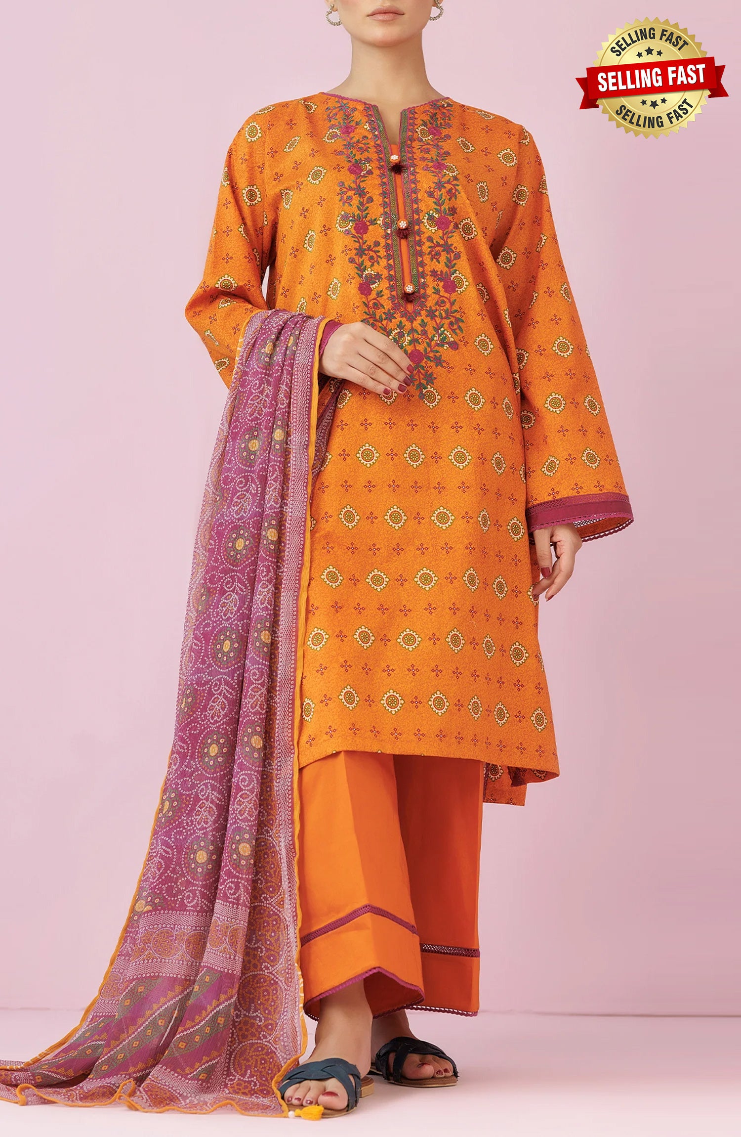 Unstitched | 3 Piece | Embroidered Lawn | OTL-24-458