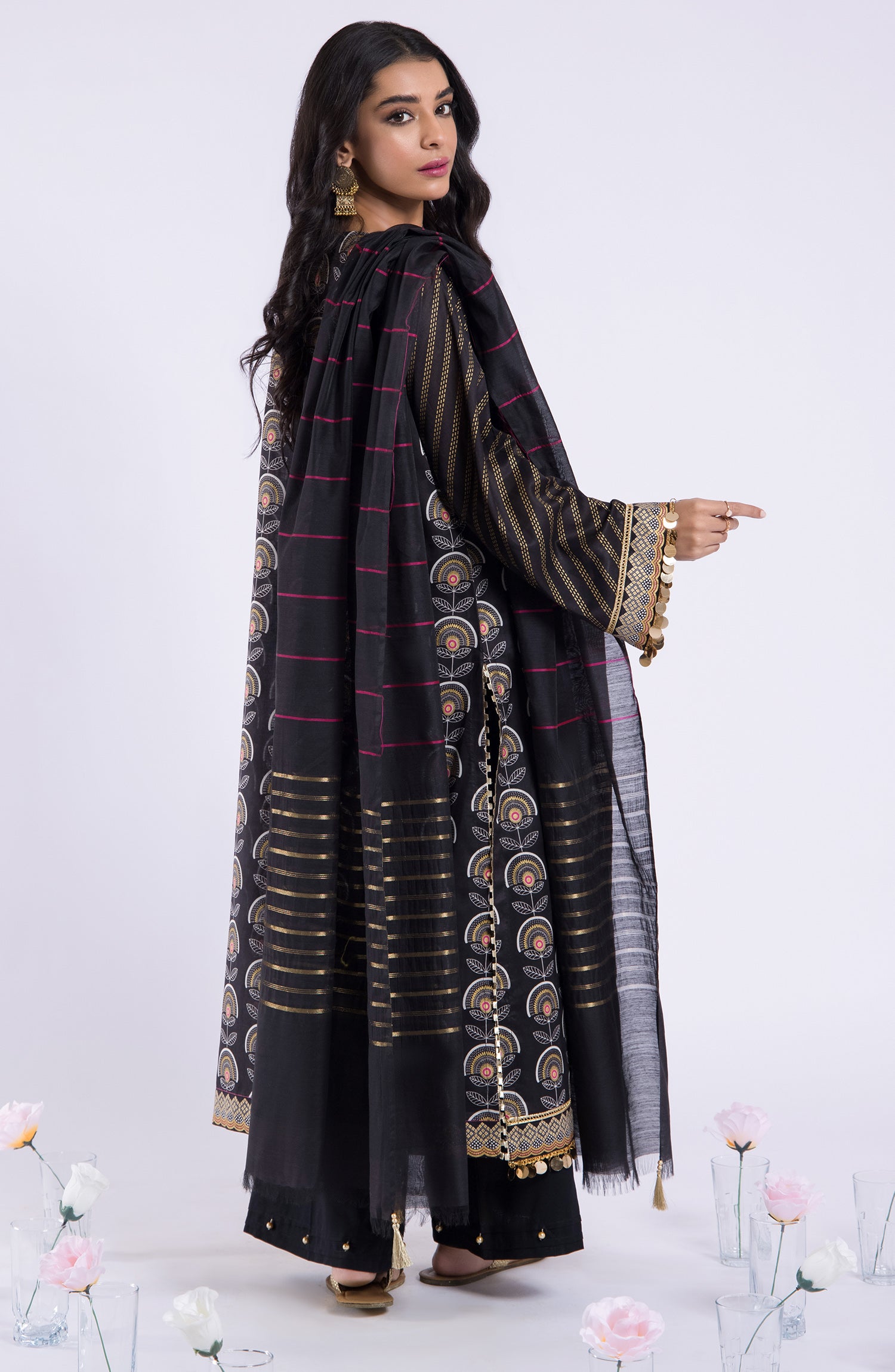 OTL-22-062/U BLACK LAWN  UNSTITCHED SHIRT DUPATTA PANTS