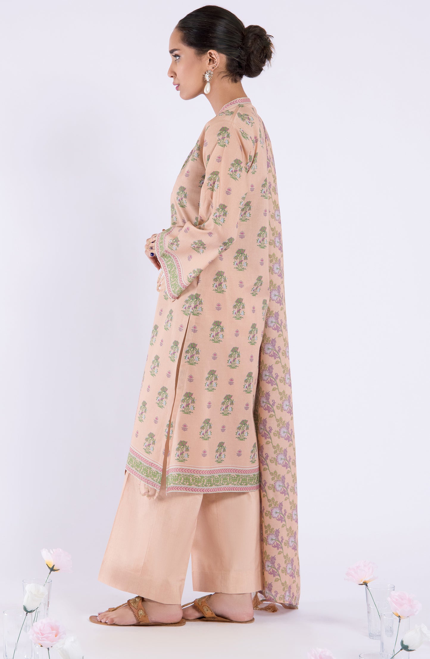 OTL-22-109/U PEACH LAWN  UNSTITCHED SHIRT DUPATTA PANTS