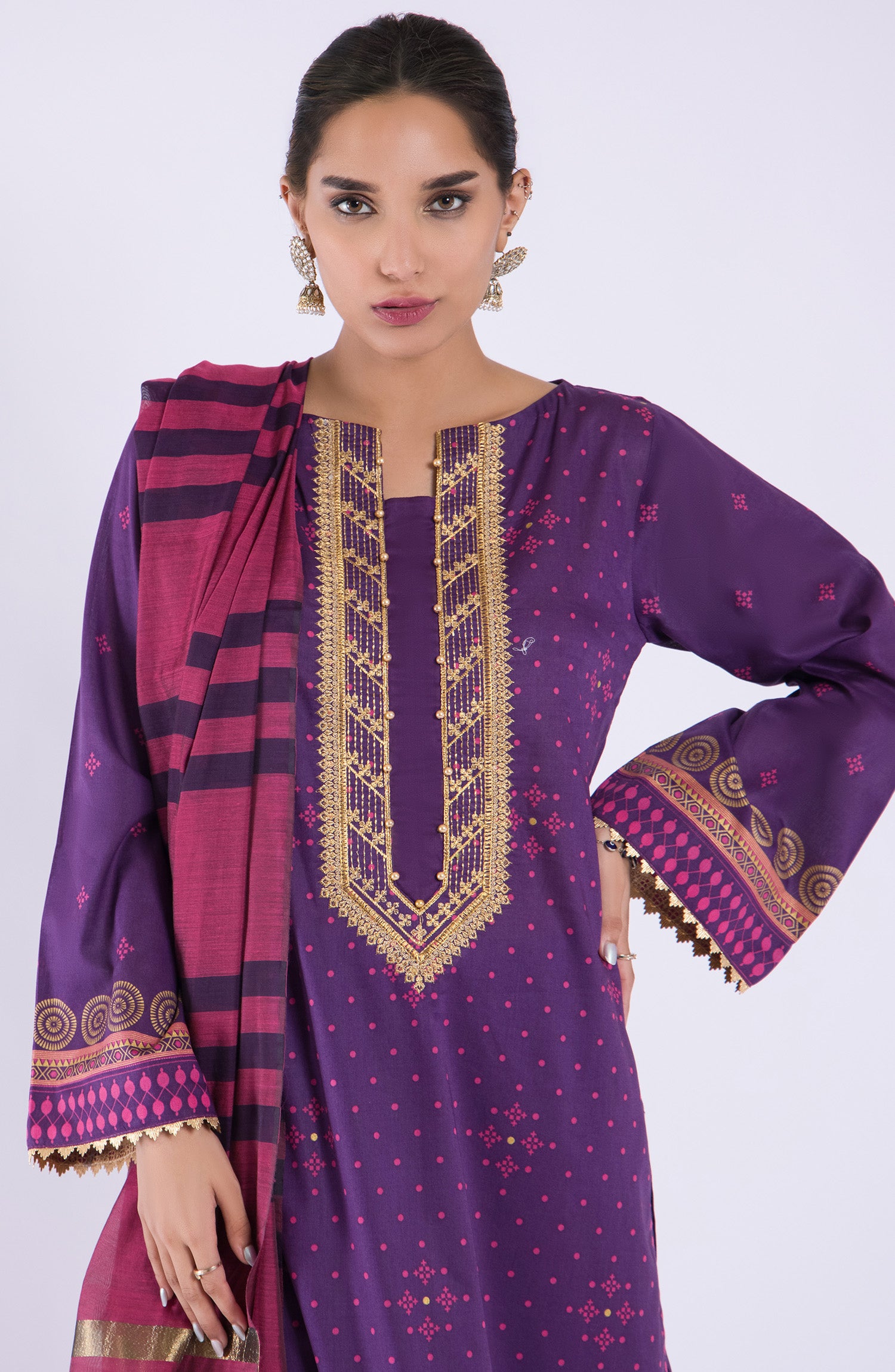 OTL-22-060/S PURPLE LAWN  READY TO WEAR SHIRT DUPATTA PANTS