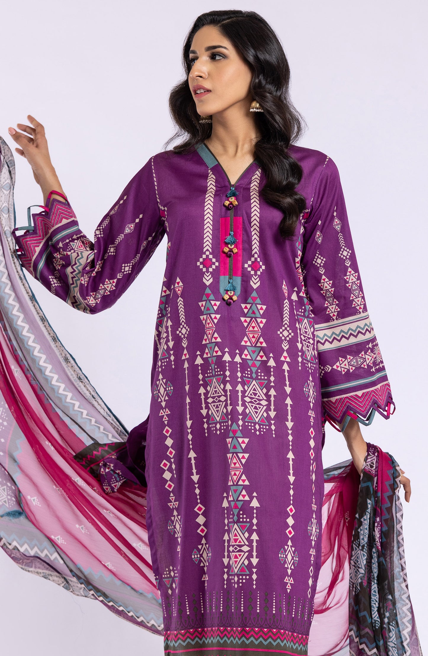 NRDS-22-032/U PURPLE LAWN  UNSTITCHED SHIRT DUPATTA