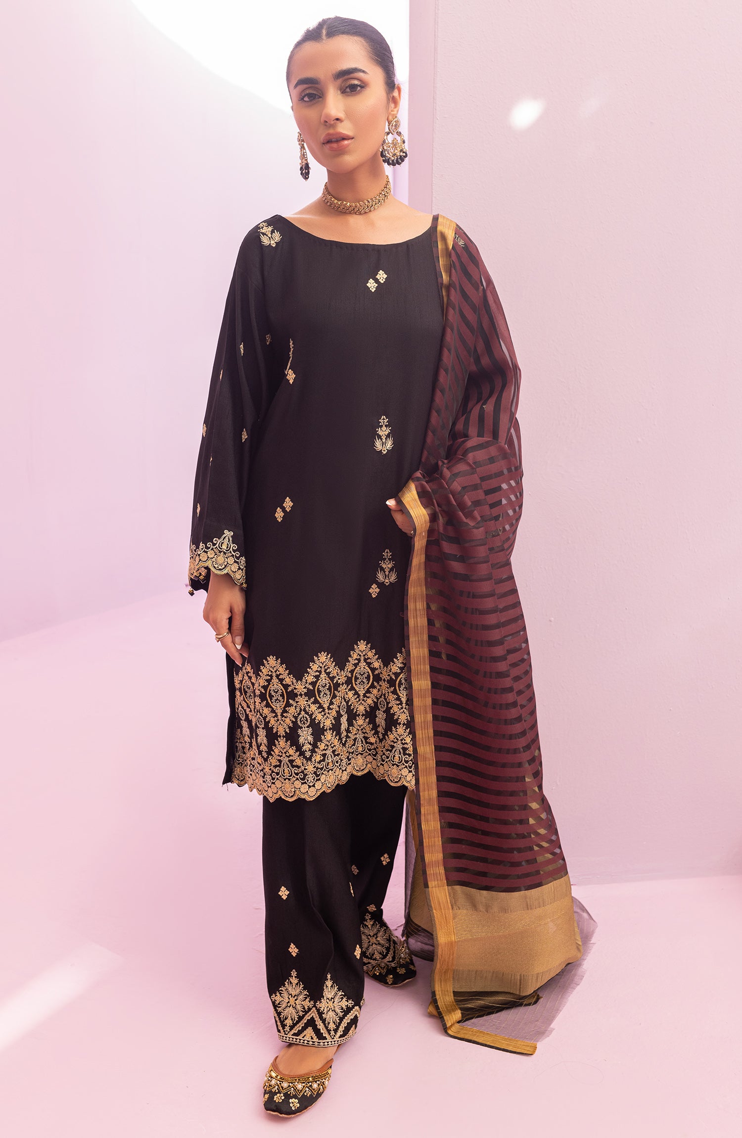 NRF-46/S BLACK FANCY  READY TO WEAR SHIRT DUPATTA PANTS