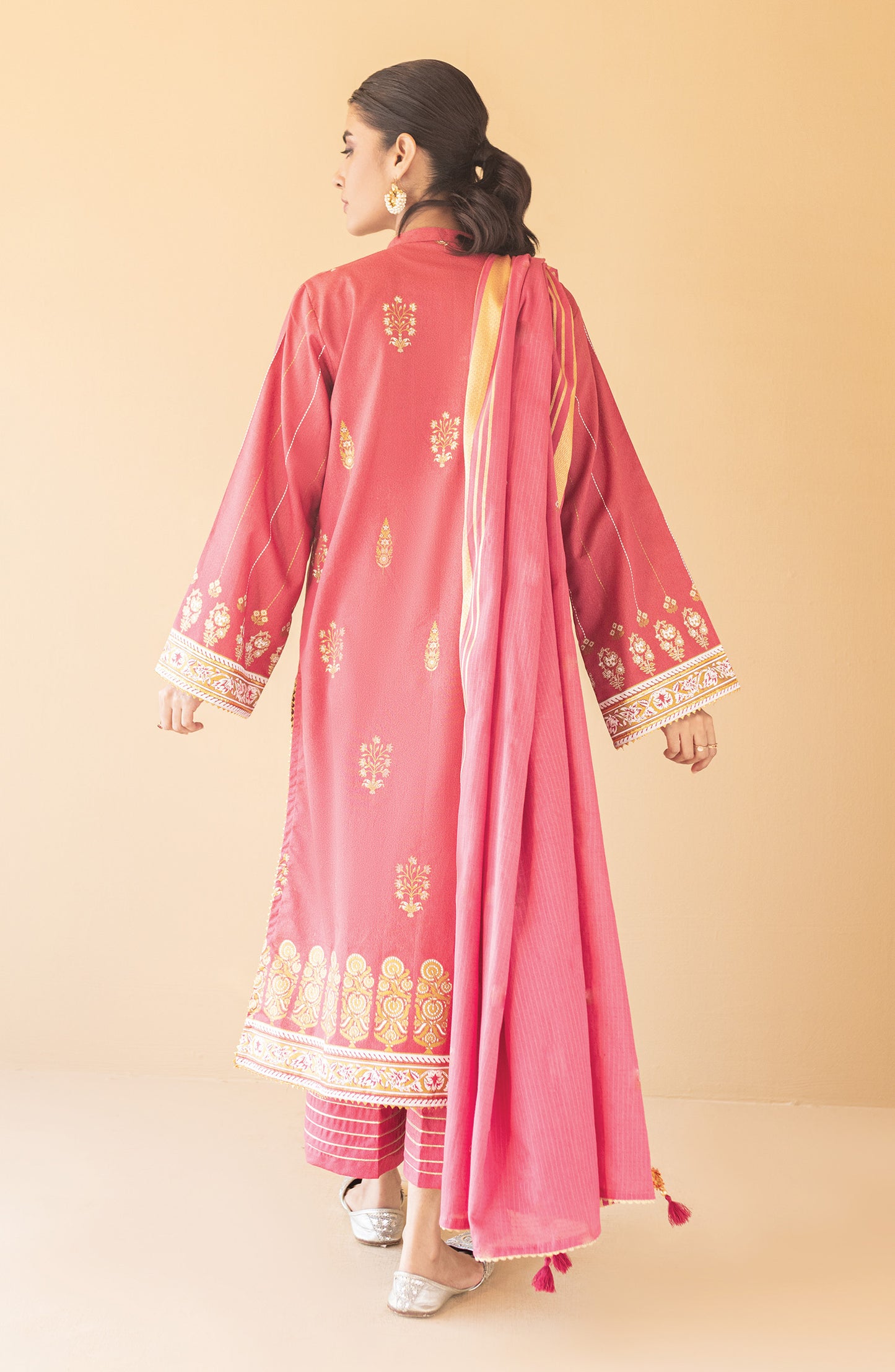 OTL-22-154/U PINK KARANDI  UNSTITCHED SHIRT DUPATTA PANTS