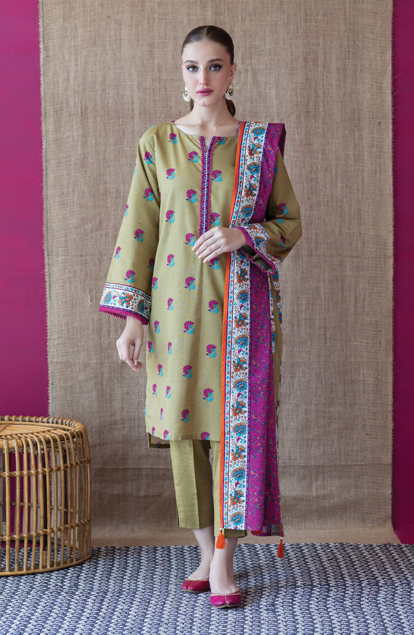 OTL-22-234/S BEIGE KHADDAR  READY TO WEAR SHIRT DUPATTA PANTS