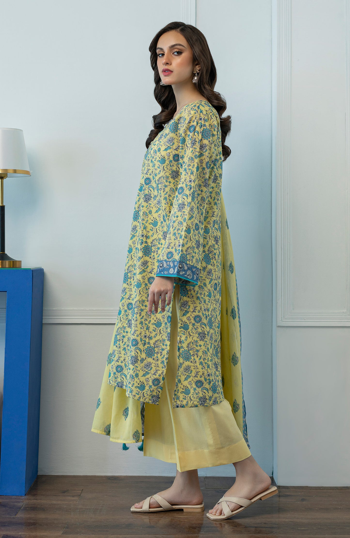 OTL-23-075/U YELLOW LAWN  UNSTITCHED SHIRT DUPATTA PANTS