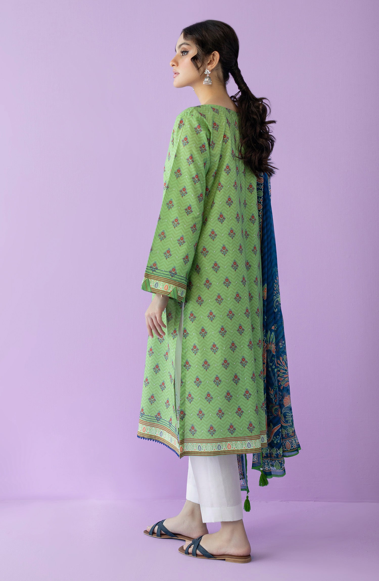 NRDS-23-005/U L.GREEN LAWN  UNSTITCHED SHIRT DUPATTA