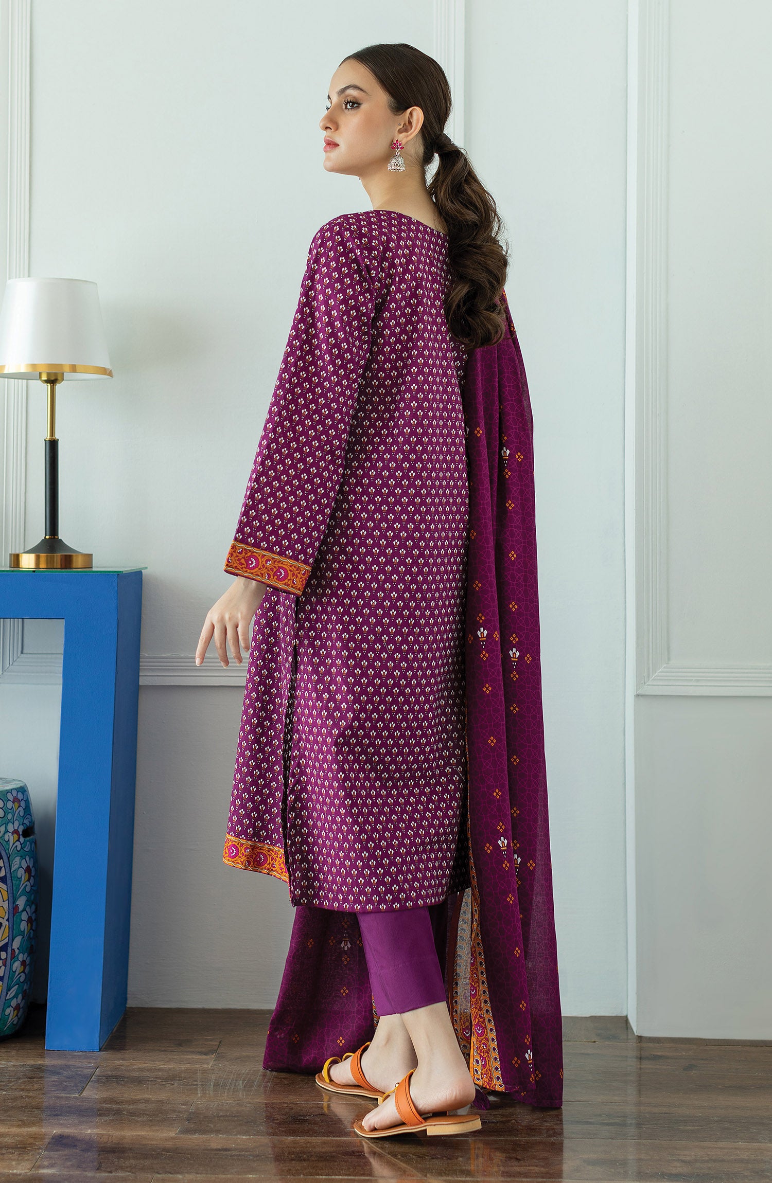 OTL-23-259/U PURPLE LAWN  UNSTITCHED SHIRT DUPATTA PANTS