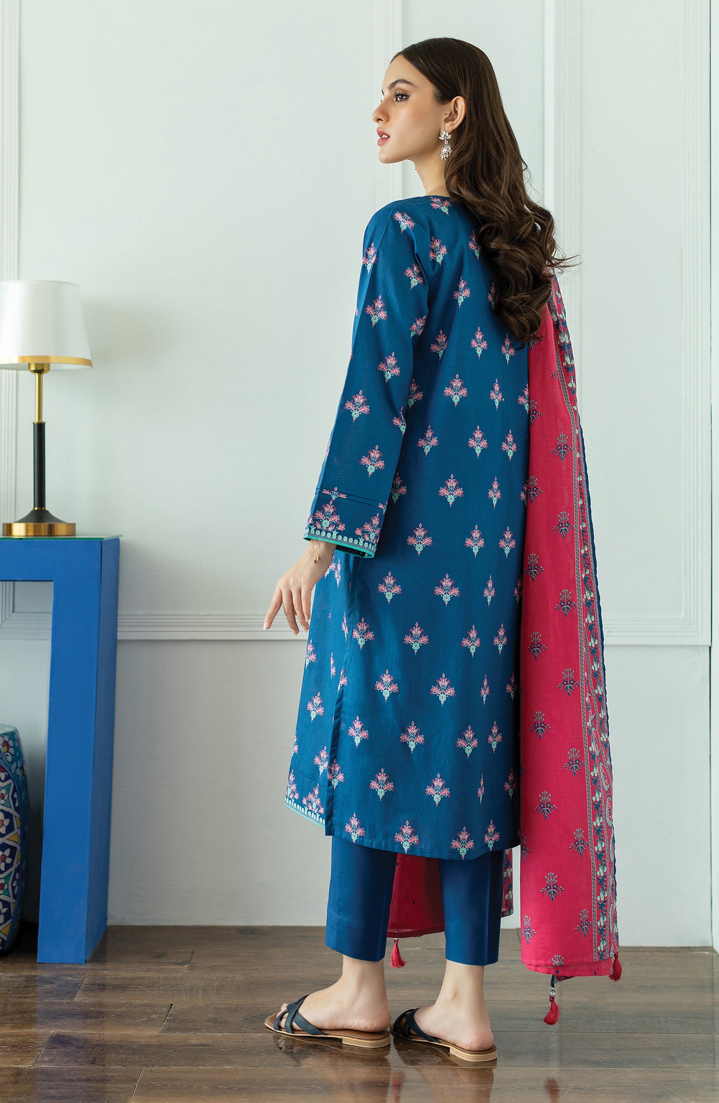 OTL-23-017/U BLUE LAWN  UNSTITCHED SHIRT DUPATTA PANTS