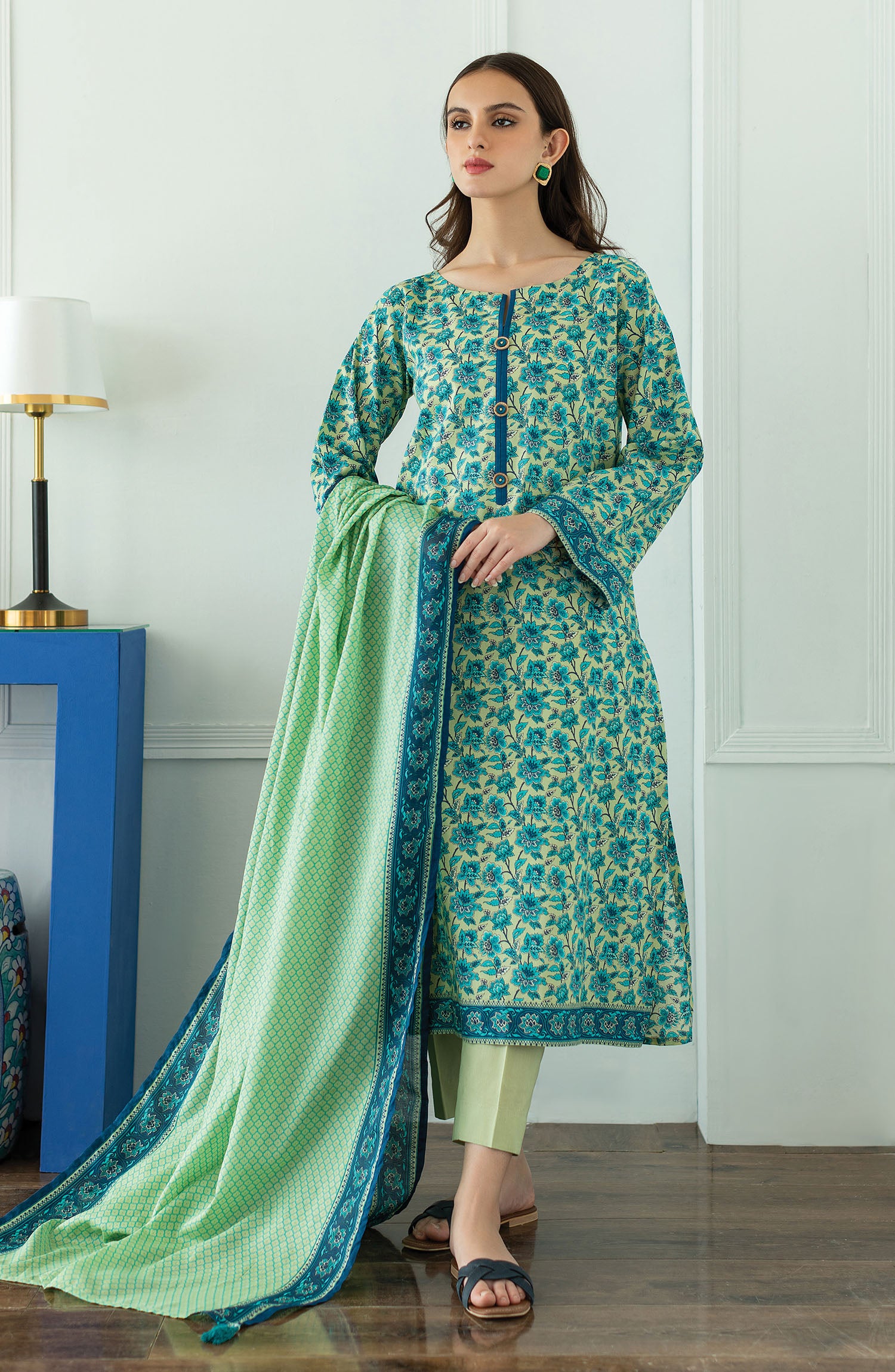 OTL-23-261/U GREEN LAWN  UNSTITCHED SHIRT DUPATTA PANTS