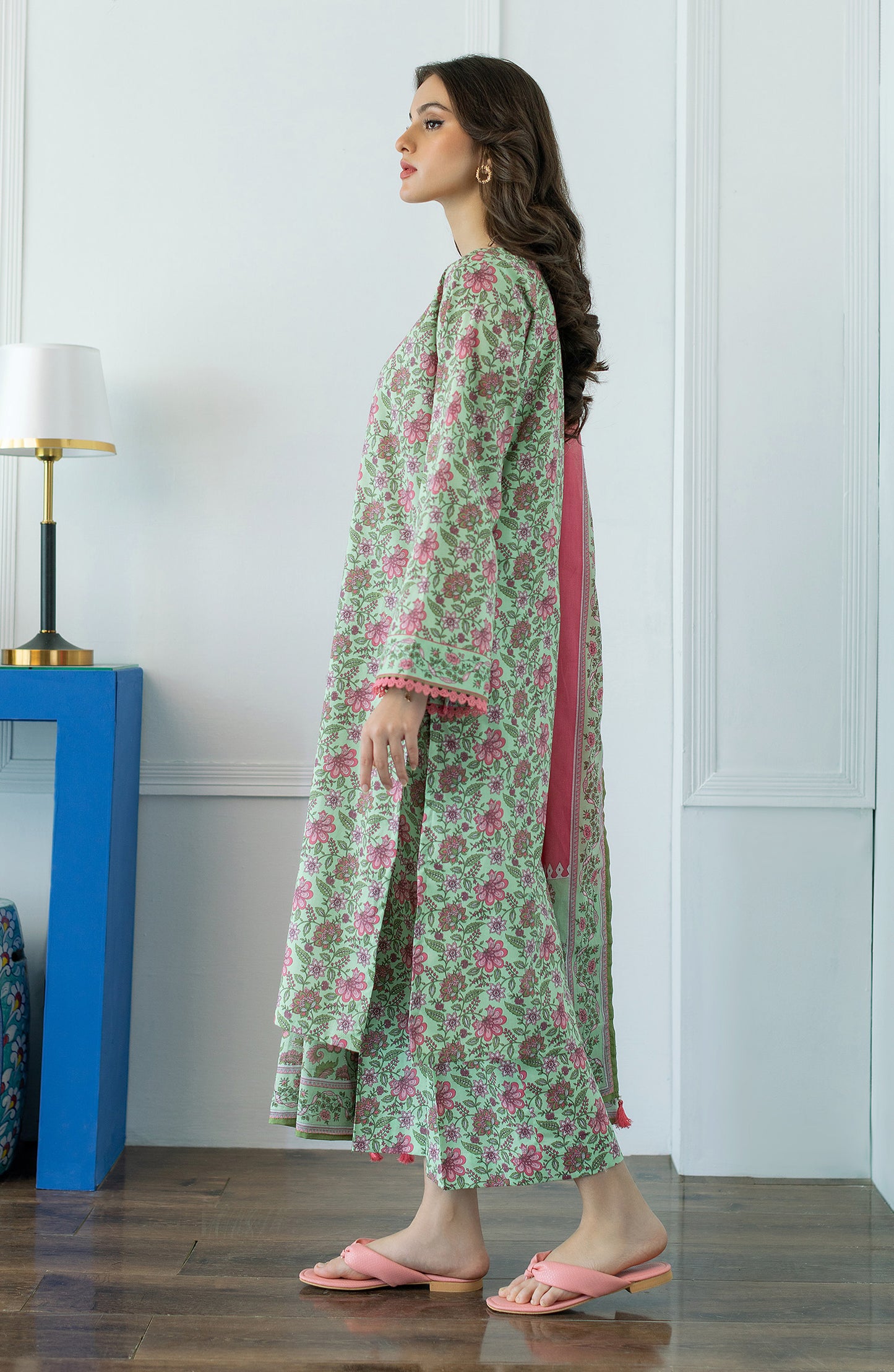 OTL-23-055/U GREEN LAWN  UNSTITCHED SHIRT DUPATTA PANTS