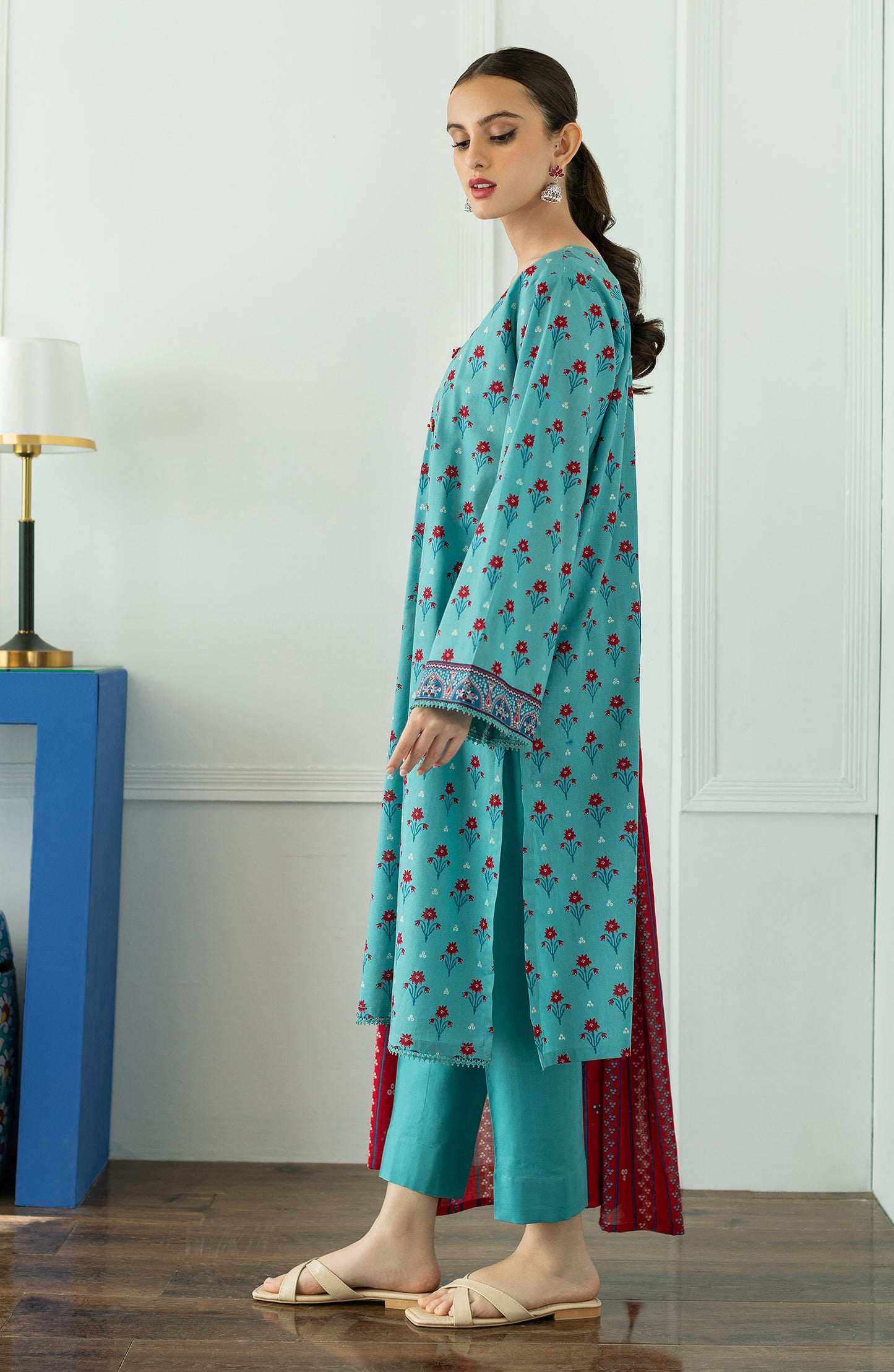 OTL-23-078/U BLUE LAWN  UNSTITCHED SHIRT DUPATTA PANTS