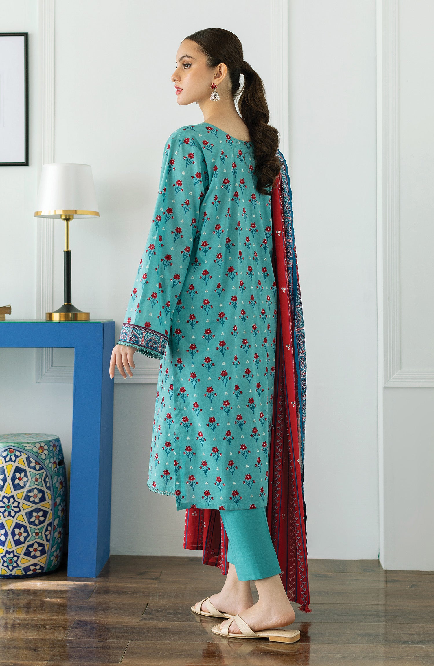 OTL-23-078/U BLUE LAWN  UNSTITCHED SHIRT DUPATTA PANTS